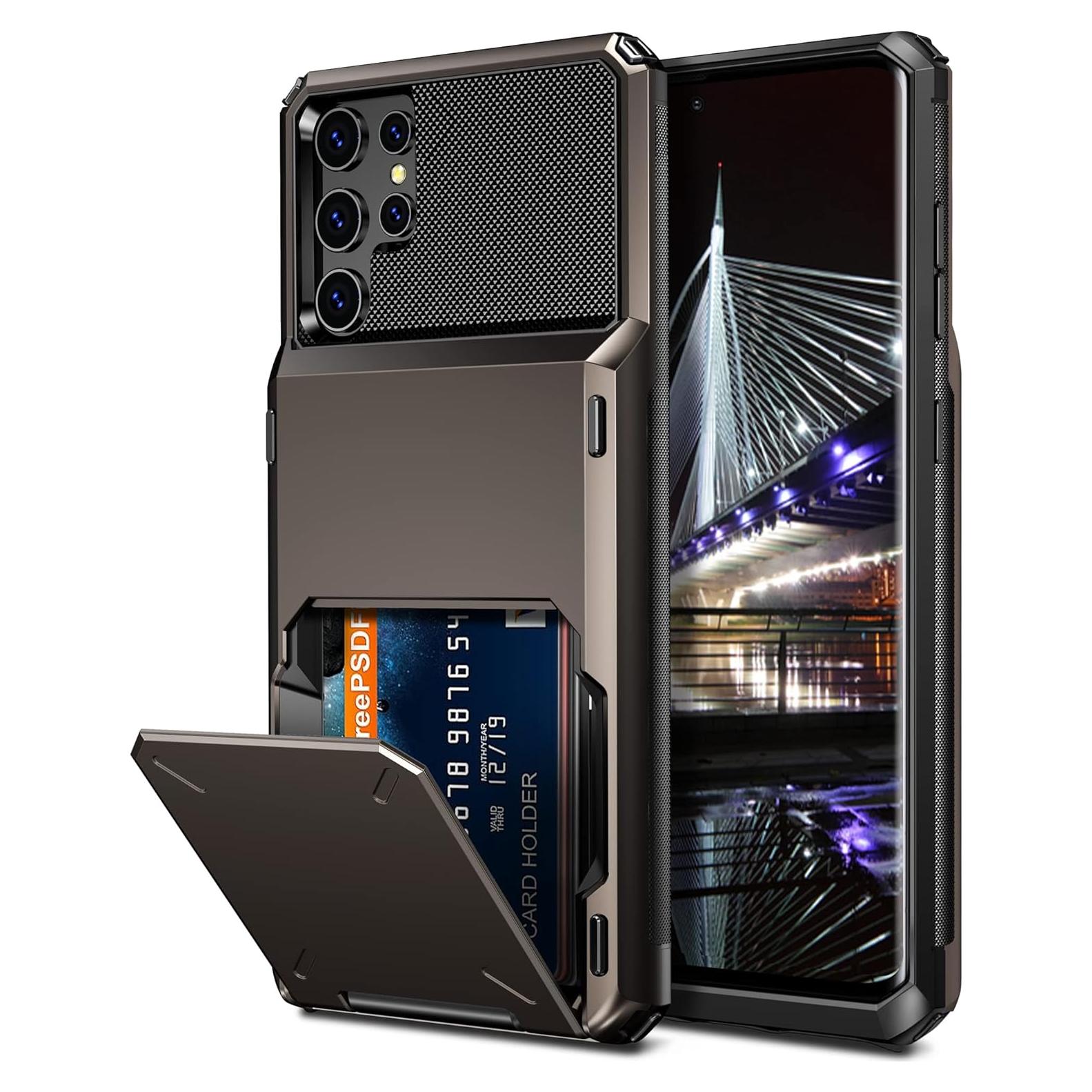 Funda Vofolen para Galaxy S22 Ultra Cartera 4 Tarjetas Gun