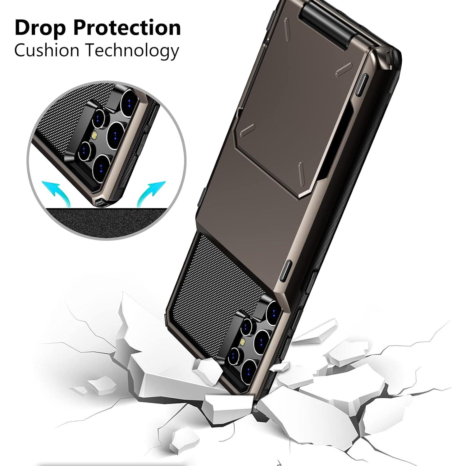 Funda Vofolen para Galaxy S22 Ultra Cartera 4 Tarjetas Gun