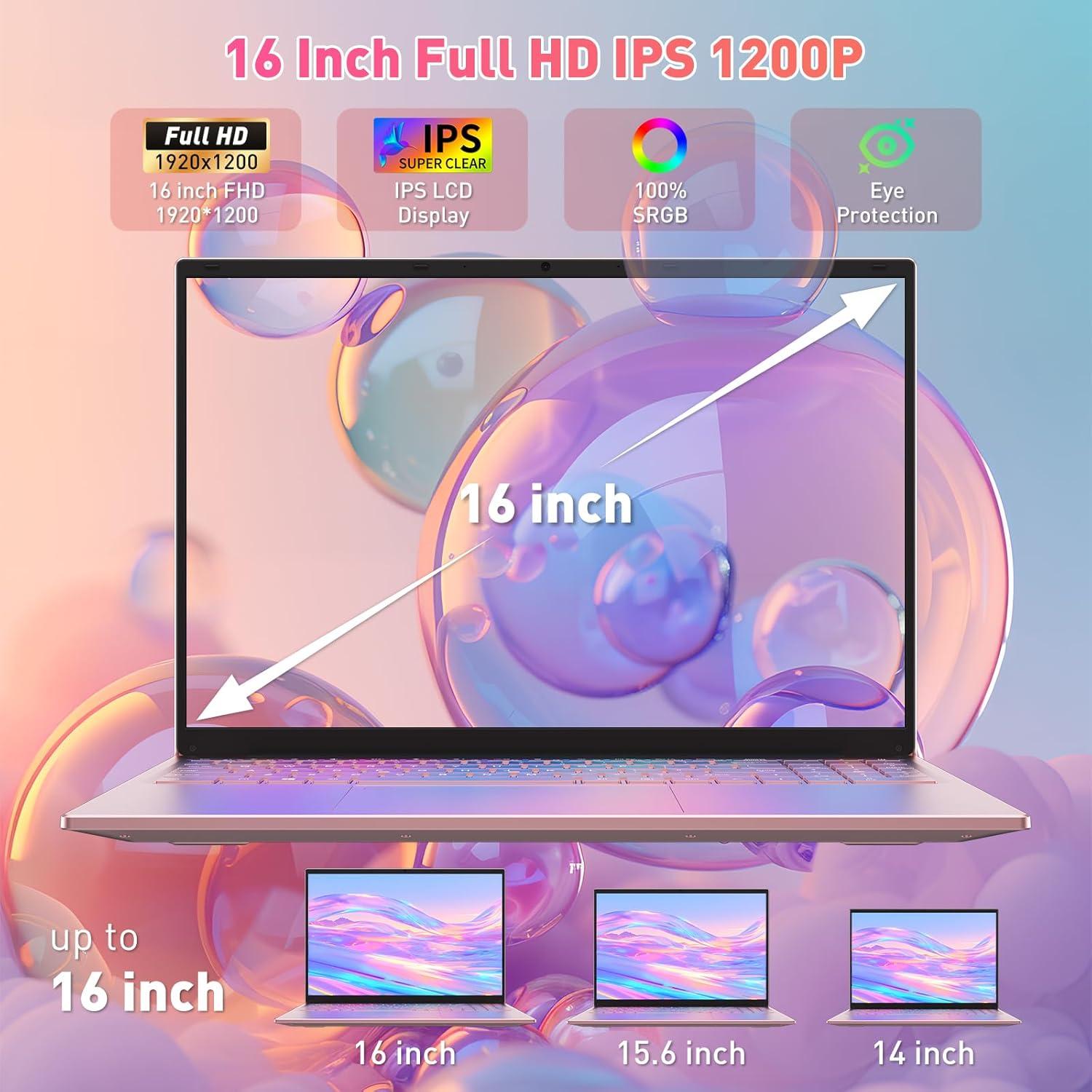 Laptop 16" Auusda FHD Rosa, i3 16GB RAM 1TB SSD, Win11 Pro