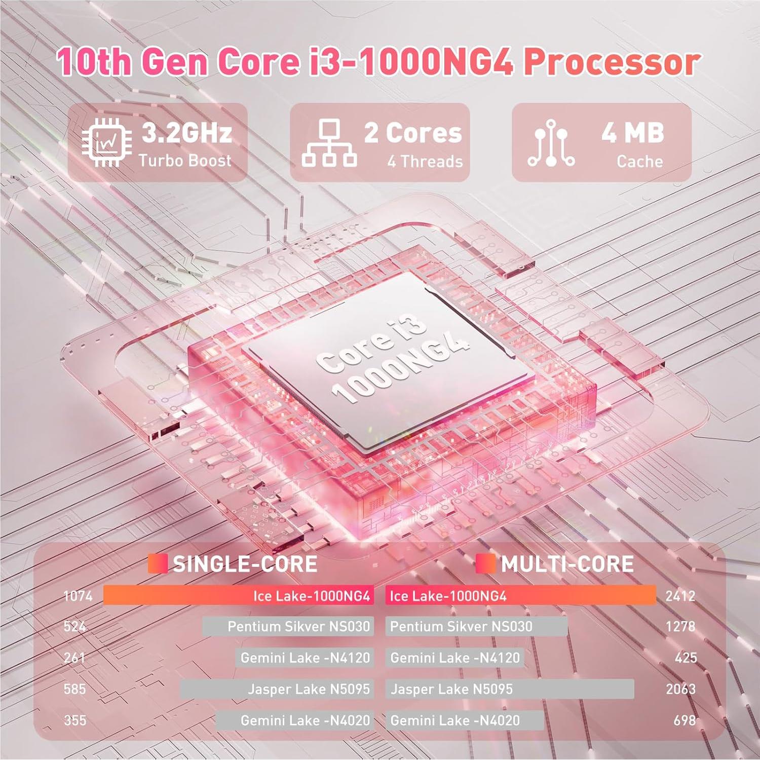 Laptop 16" Auusda FHD Rosa, i3 16GB RAM 1TB SSD, Win11 Pro