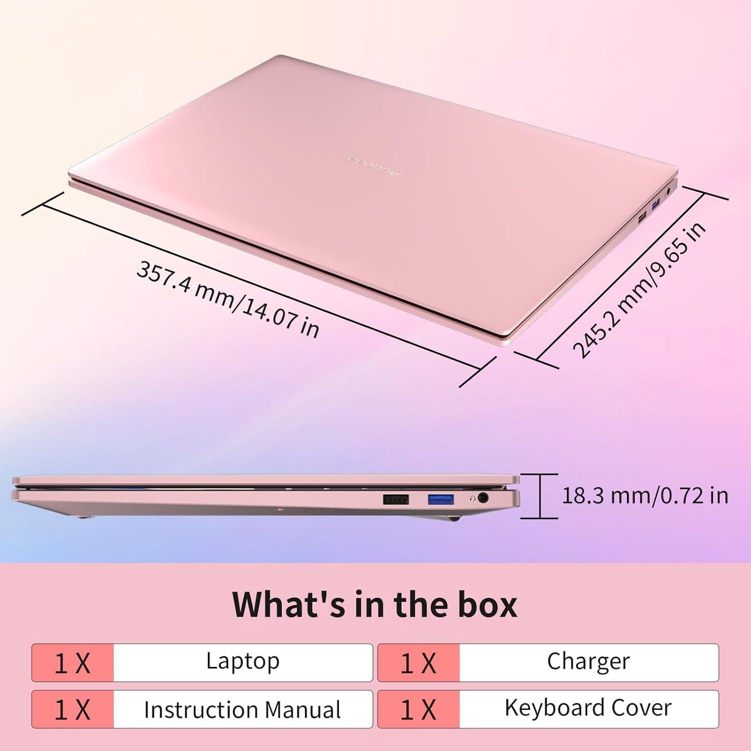 Laptop 16" Auusda FHD Rosa, i3 16GB RAM 1TB SSD, Win11 Pro