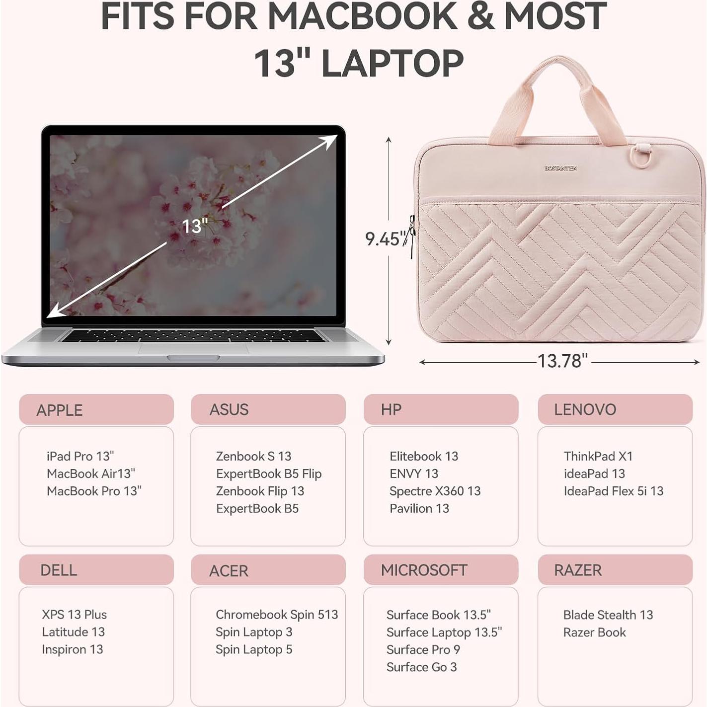 Funda para Laptop BOSTANTEN 13" Rosa Acolchada Impermeable