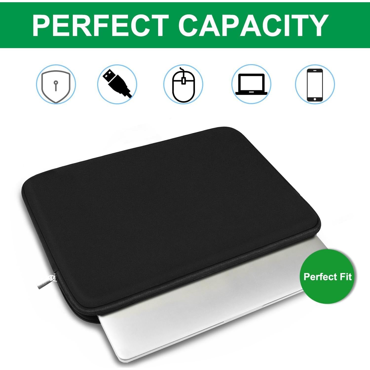 Funda para Laptop 15.6" DRIEAGHARJ Negra, Acolchada y Ligera