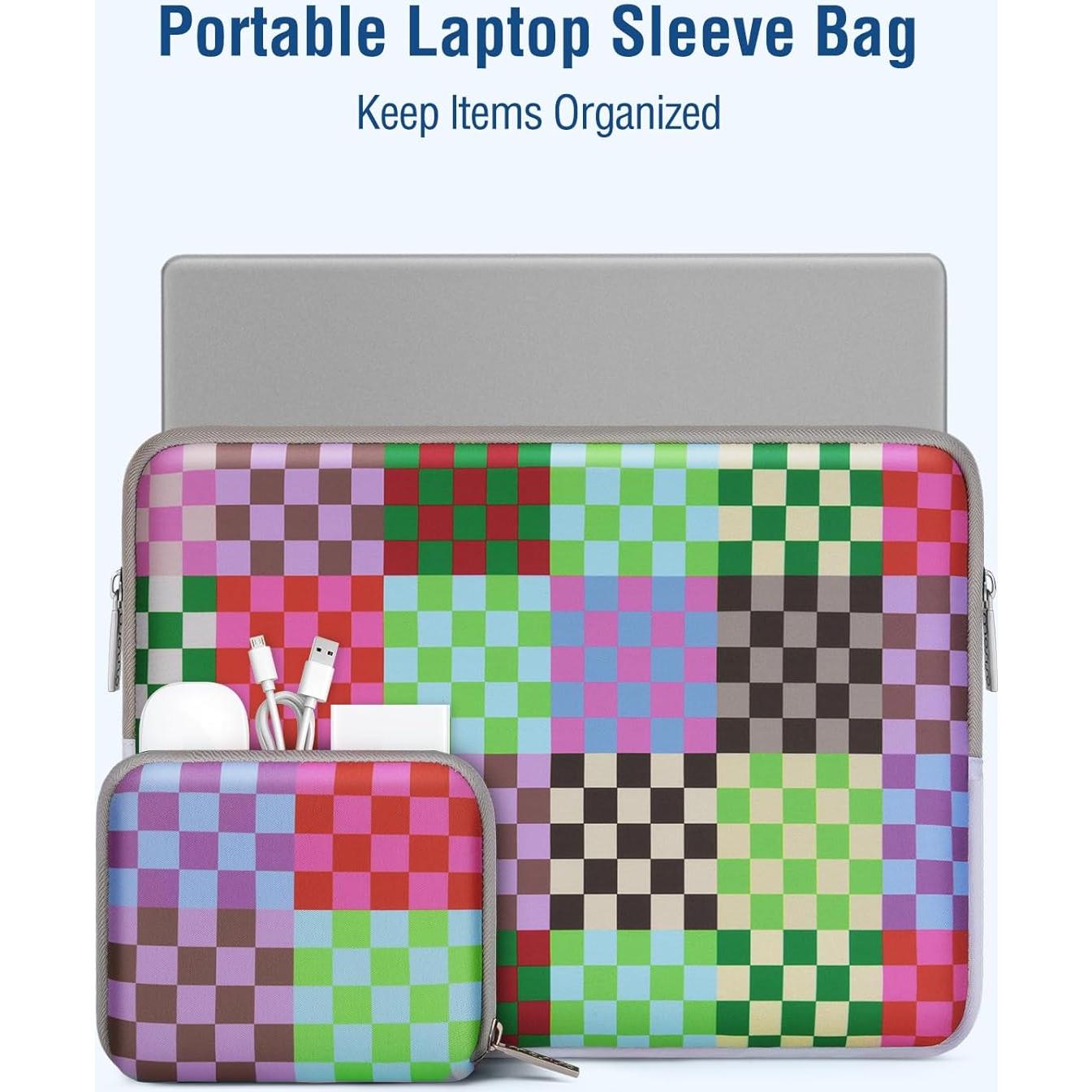 Funda para Laptop MOSISO 13-14" Neopreno Cuadrícula Colorida