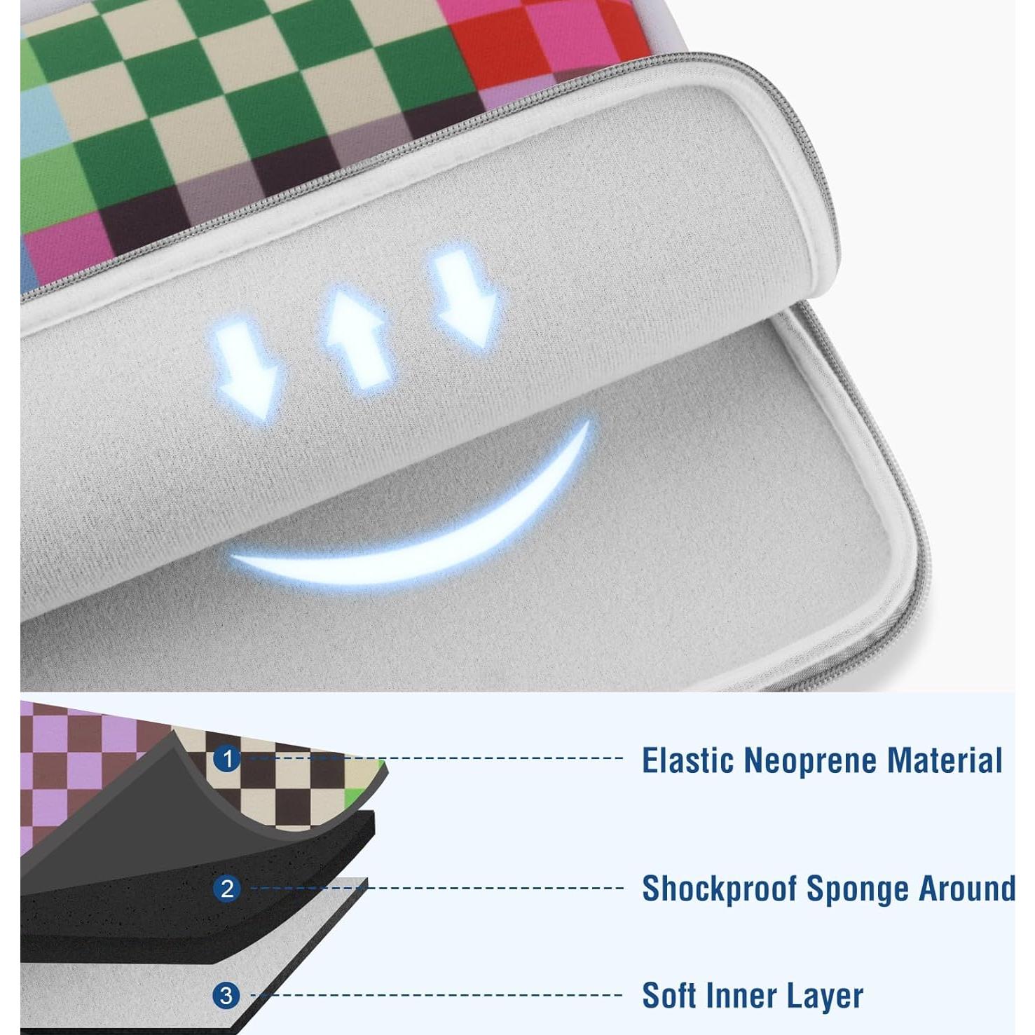 Funda para Laptop MOSISO 13-14" Neopreno Cuadrícula Colorida
