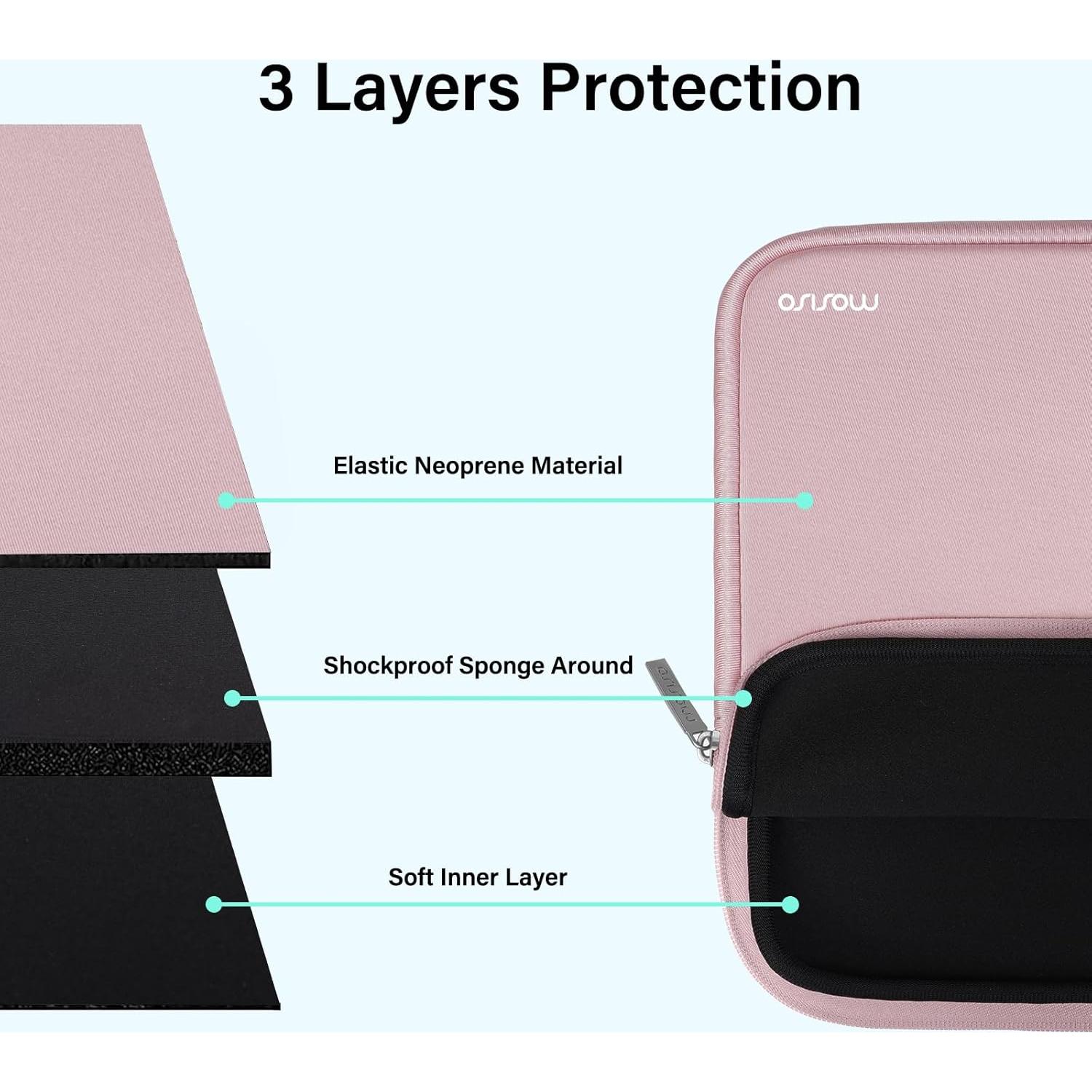 Funda para Laptop MOSISO Rosa 13.3" Neopreno con Bolsillo