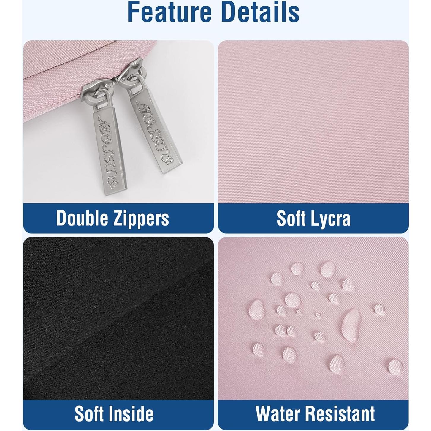 Funda para Laptop MOSISO Rosa 13.3" Neopreno con Bolsillo