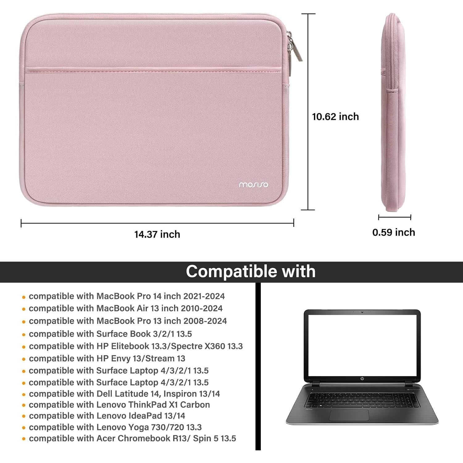 Funda para Laptop MOSISO Rosa 13.3" Neopreno con Bolsillo