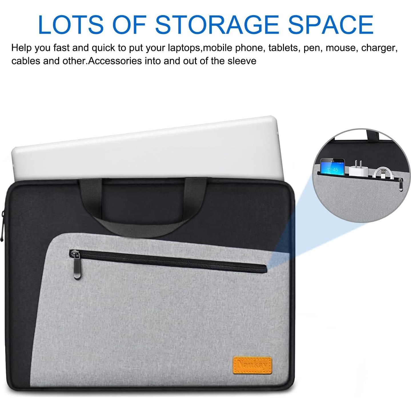 Funda para Laptop 15.6" Naukay Negra/Gris Resistente al Agua