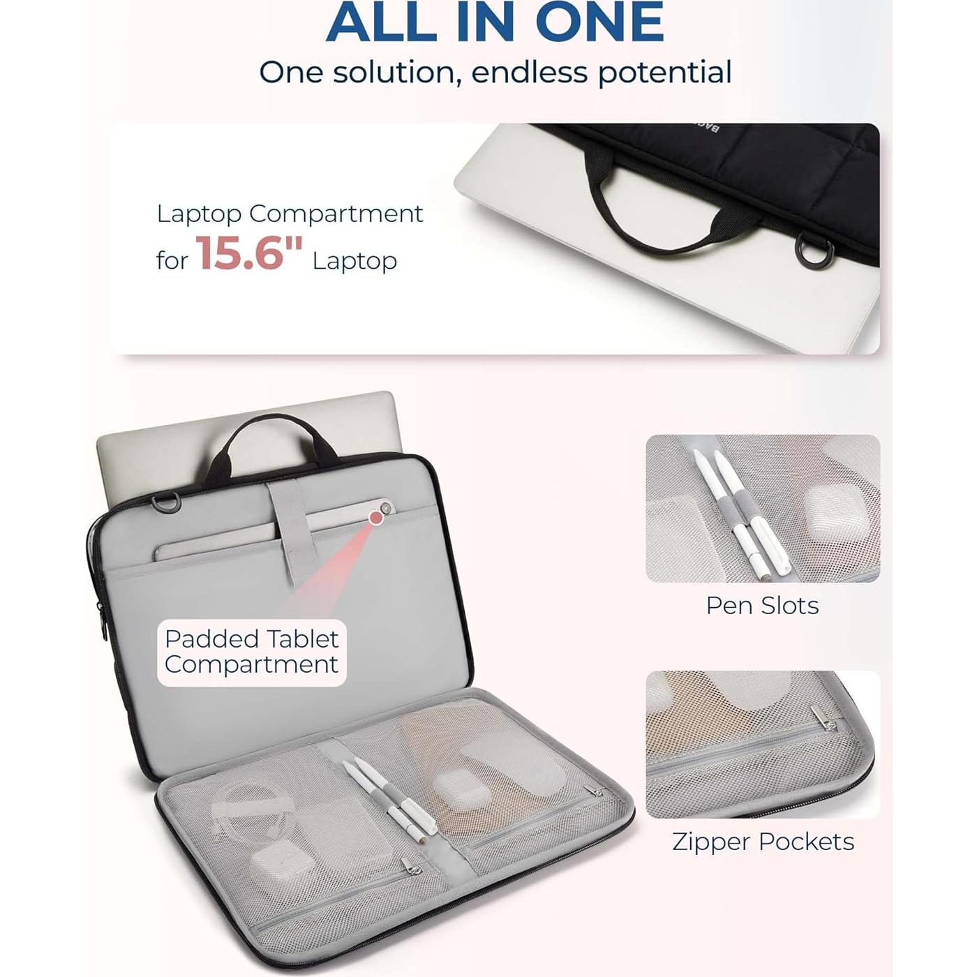 Funda para Laptop 15-16" BAGSMART Acolchada Negra con Correa