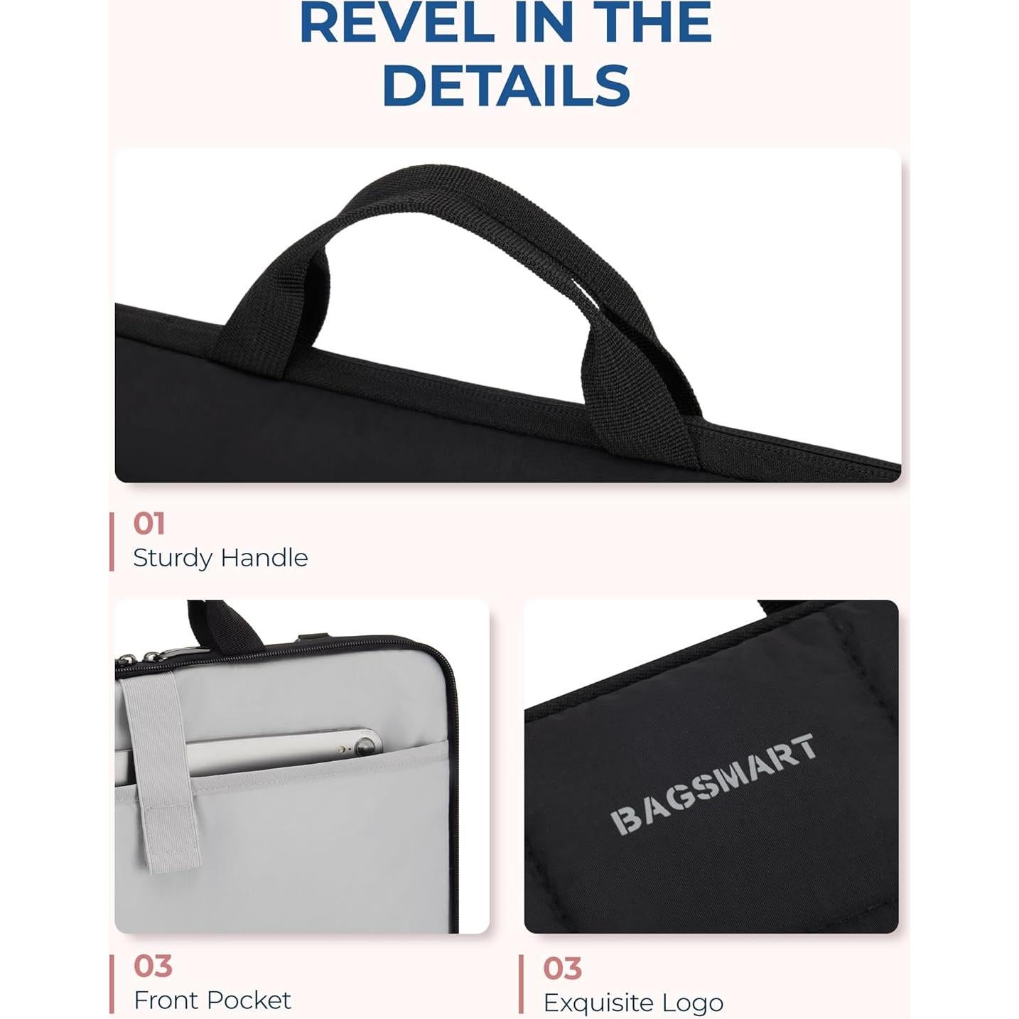 Funda para Laptop 15-16" BAGSMART Acolchada Negra con Correa