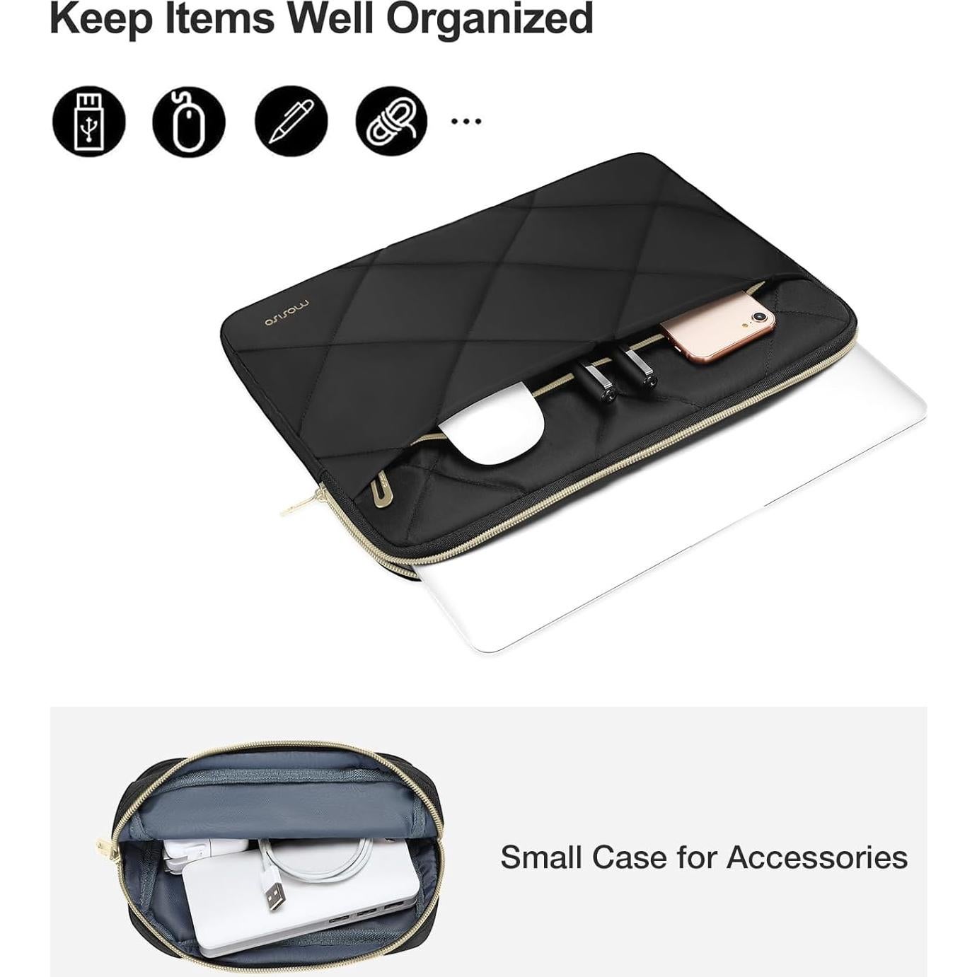 Funda para Laptop 13.3" MOSISO Negra Acolchada con Bolsa