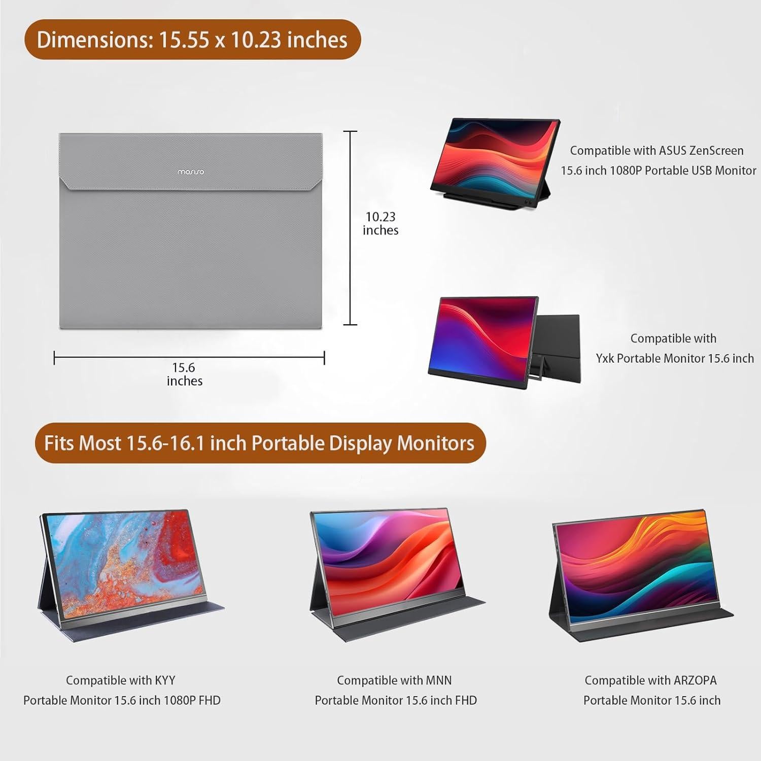 Funda de Monitor Portátil MOSISO 16.1" Gris Impermeable