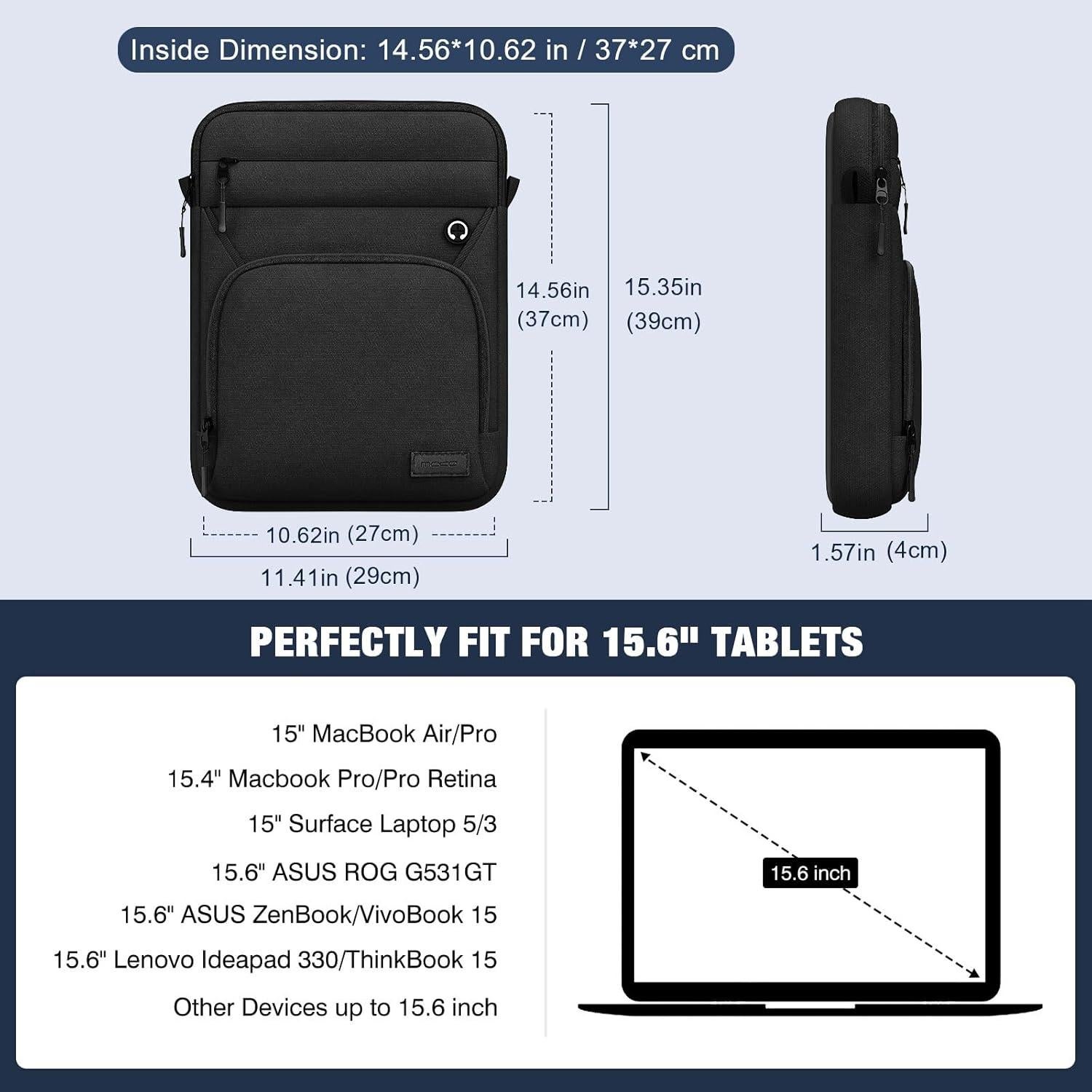 Funda para Laptop MoKo 15.6" Negra, Compatible con MacBook y ASUS