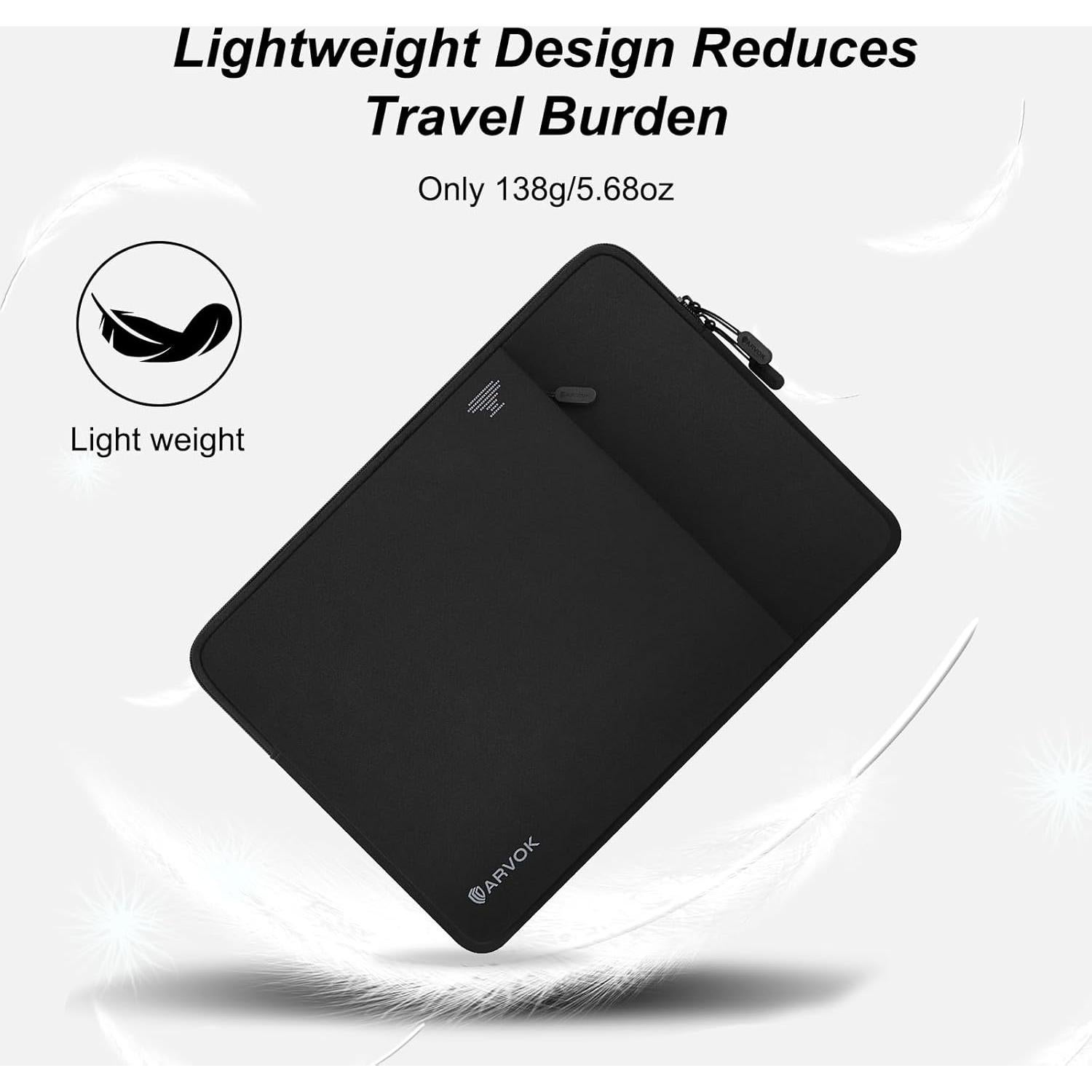 Funda para Laptop ARVOK 13.3 Pulgadas Negra con Bolsillo Frontal