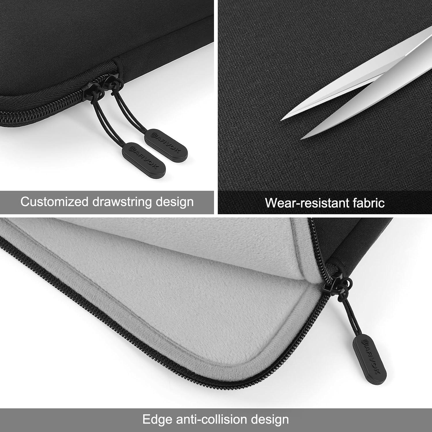 Funda para Laptop ARVOK 13.3 Pulgadas Negra con Bolsillo Frontal