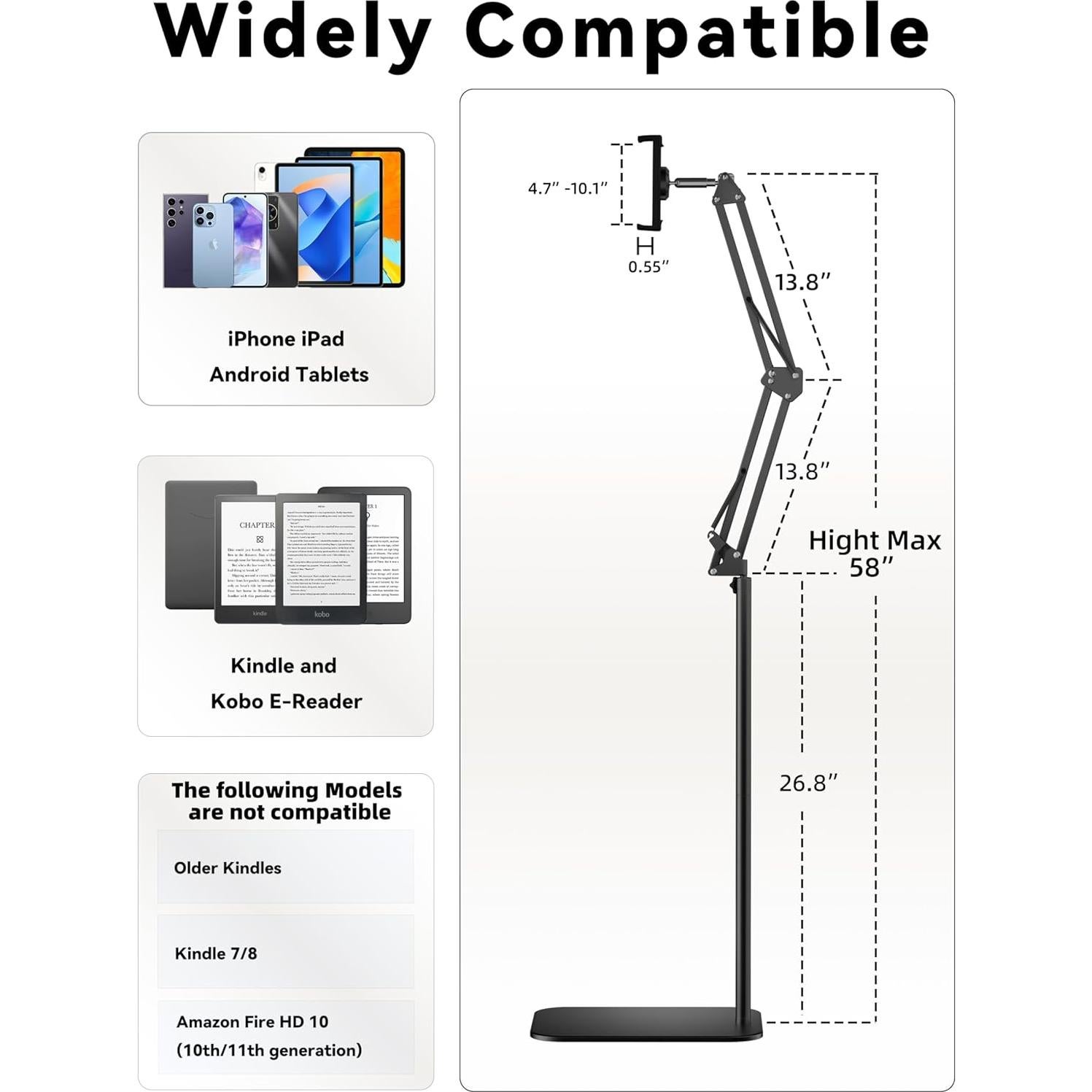 Soporte de Piso para Kindle con Control Remoto - Ajustable 71-147 cm