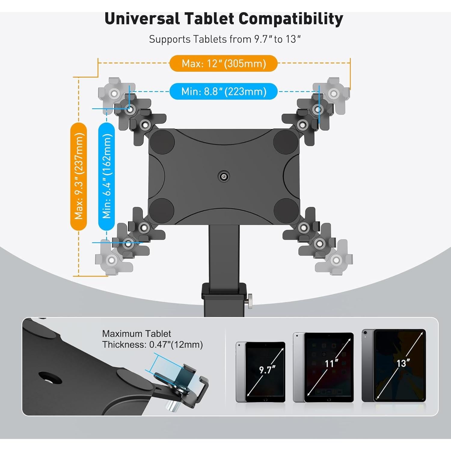 Soporte de Mesa Ajustable AboveTEK para iPad 9.7"-13"