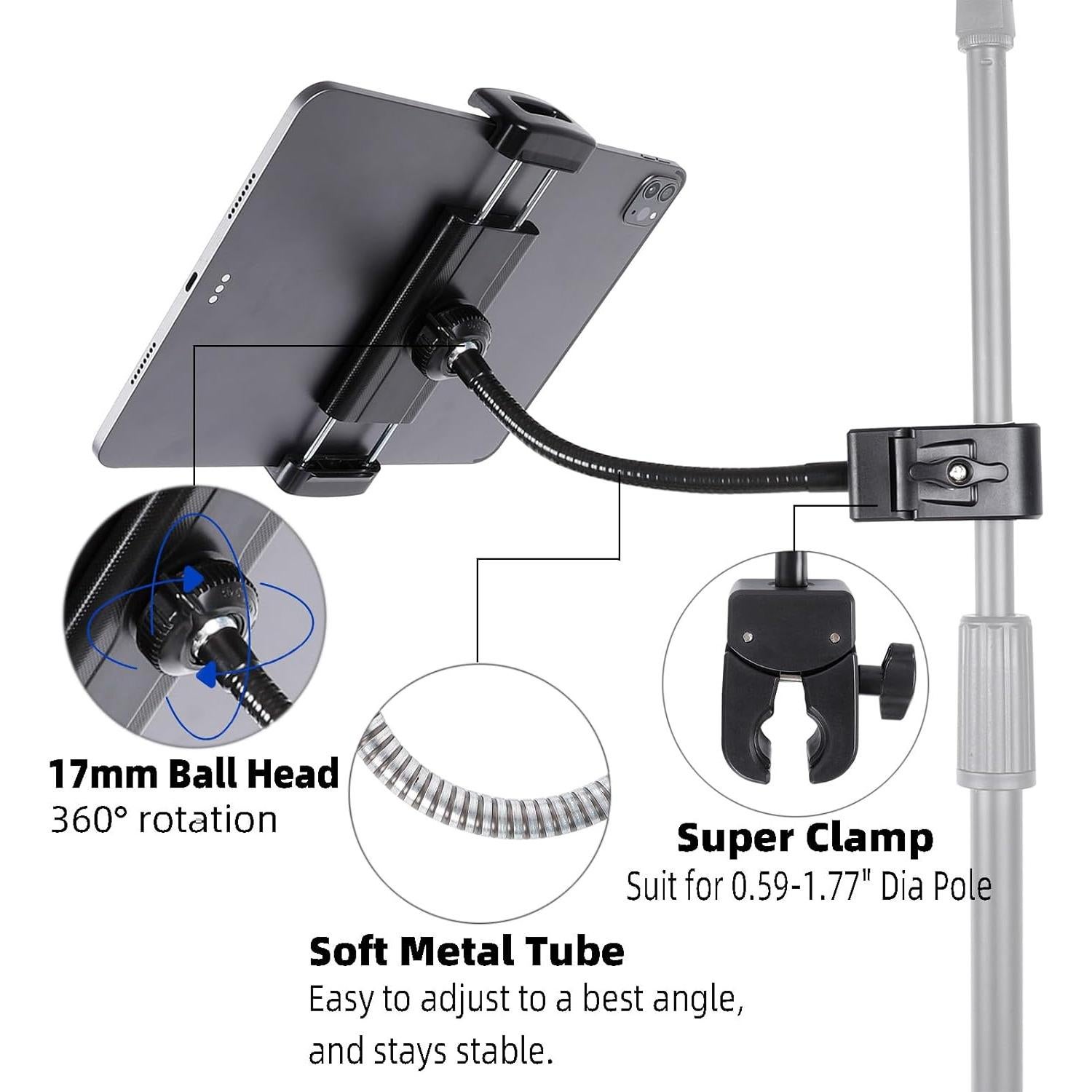 Soporte de Tablet FPN Ajustable 360° Cuello de Cisne 20 cm