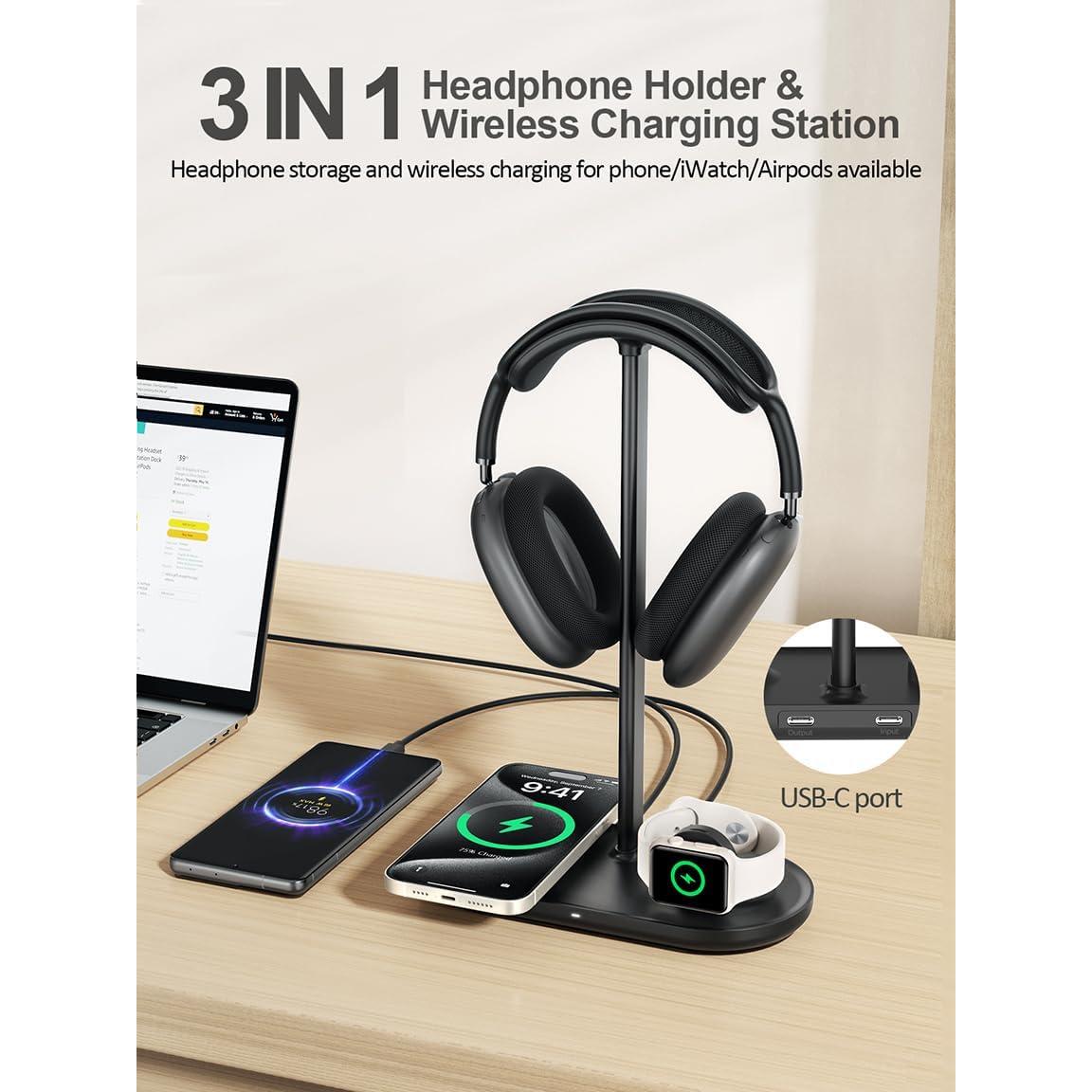 Soporte para Auriculares 5 en 1 TopMade con Carga Inalámbrica