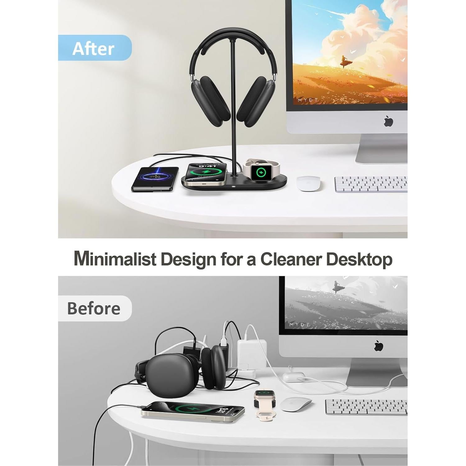 Soporte para Auriculares 5 en 1 TopMade con Carga Inalámbrica