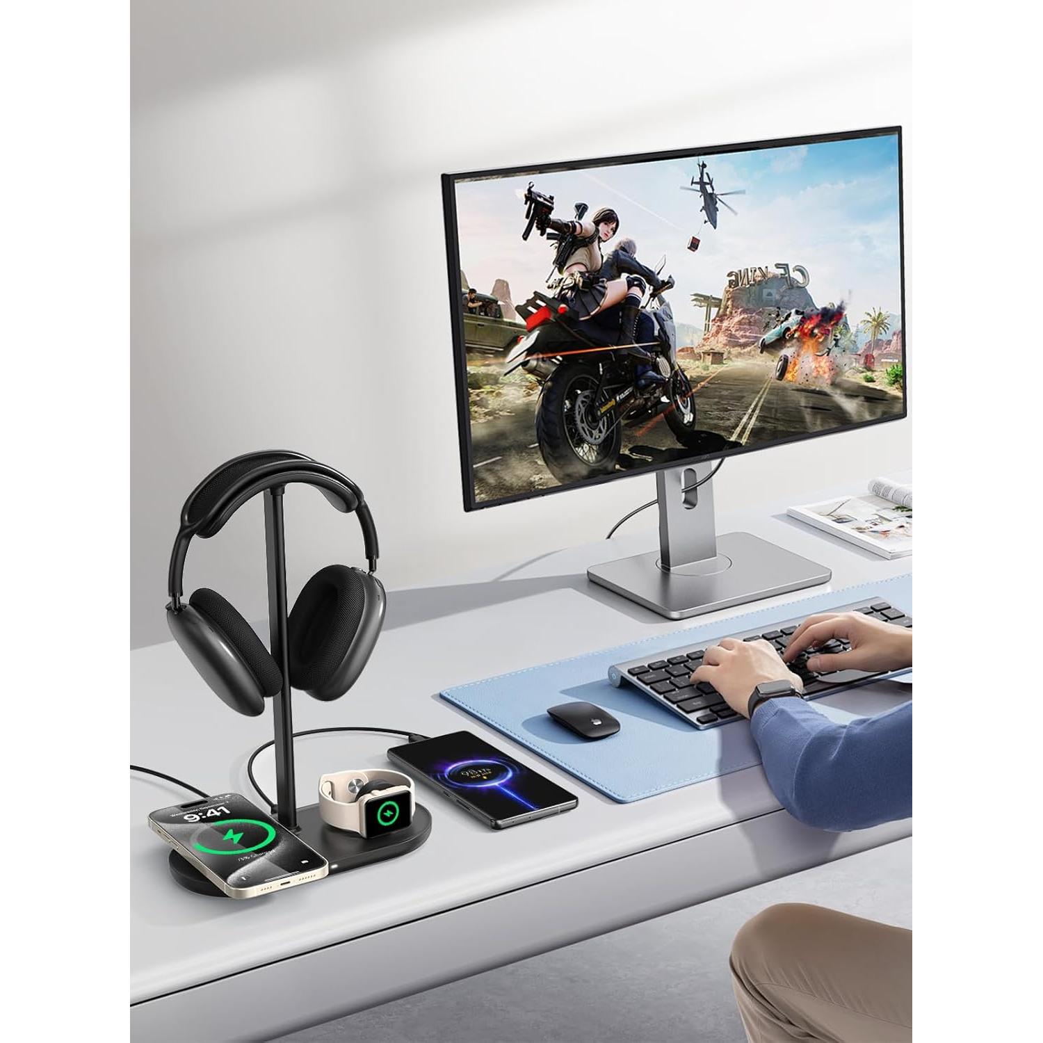 Soporte para Auriculares 5 en 1 TopMade con Carga Inalámbrica