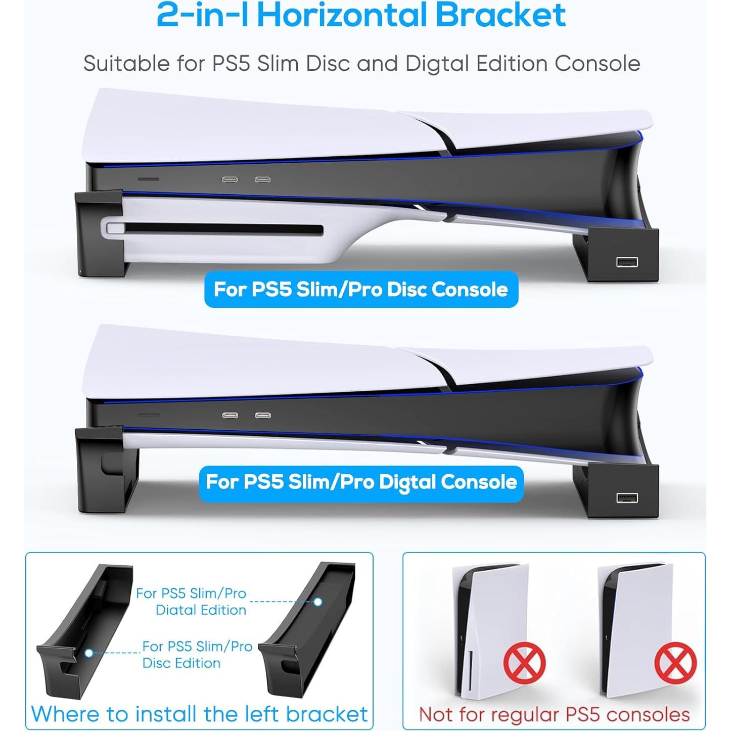Soporte Horizontal KOVA para PS5 Slim - 4 Puertos USB
