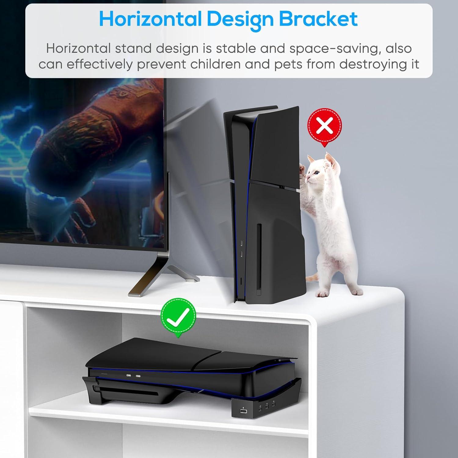 Soporte Horizontal KOVA para PS5 Slim - 4 Puertos USB