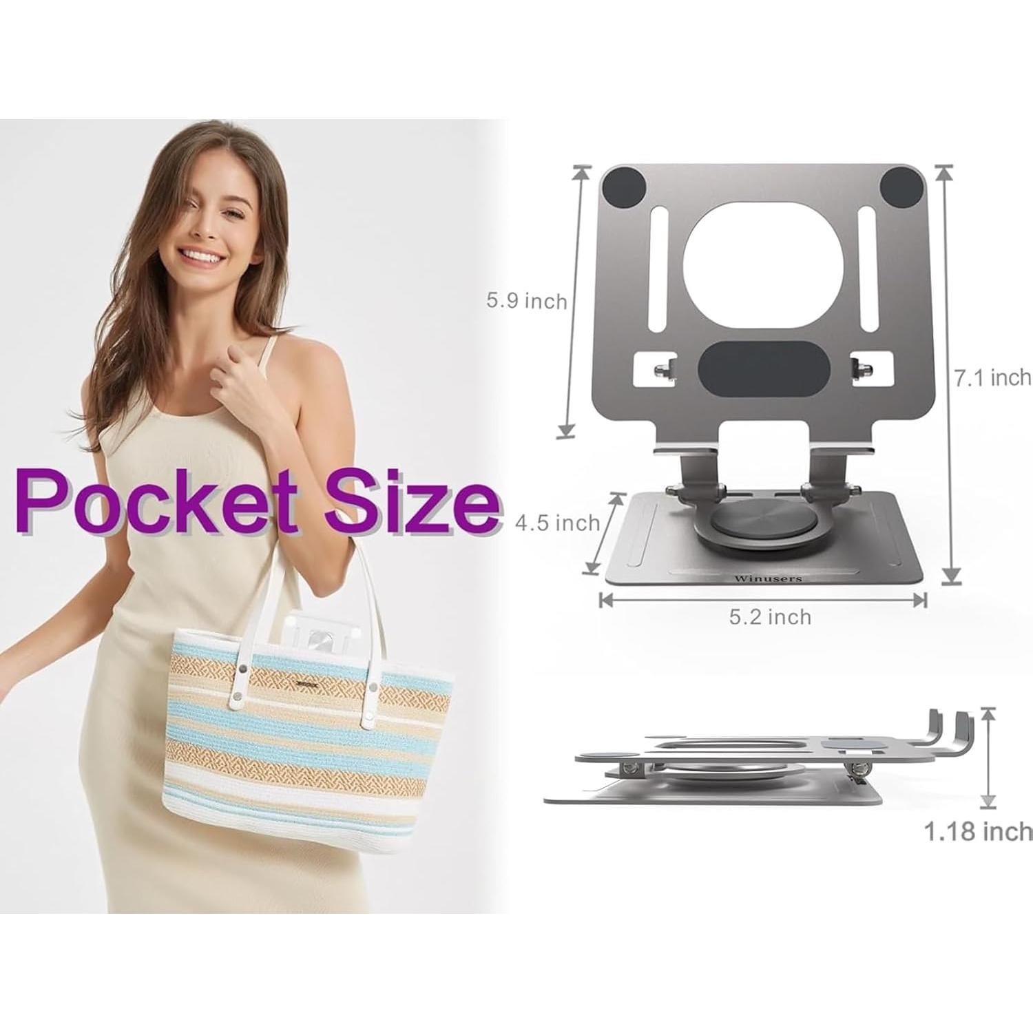 Soporte Ajustable para Tablet Winusers 360° Plegable Plata