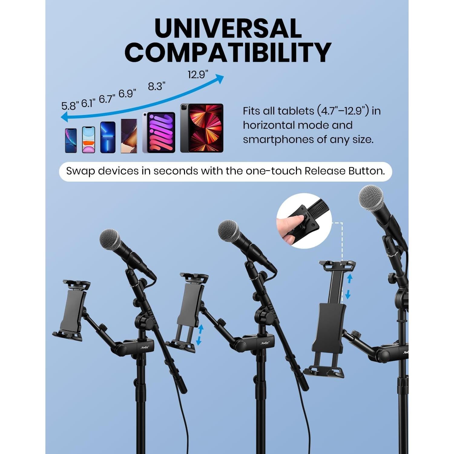 Soporte para Tableta Ajustable Moukey para Micrófono 4.7-12.9"