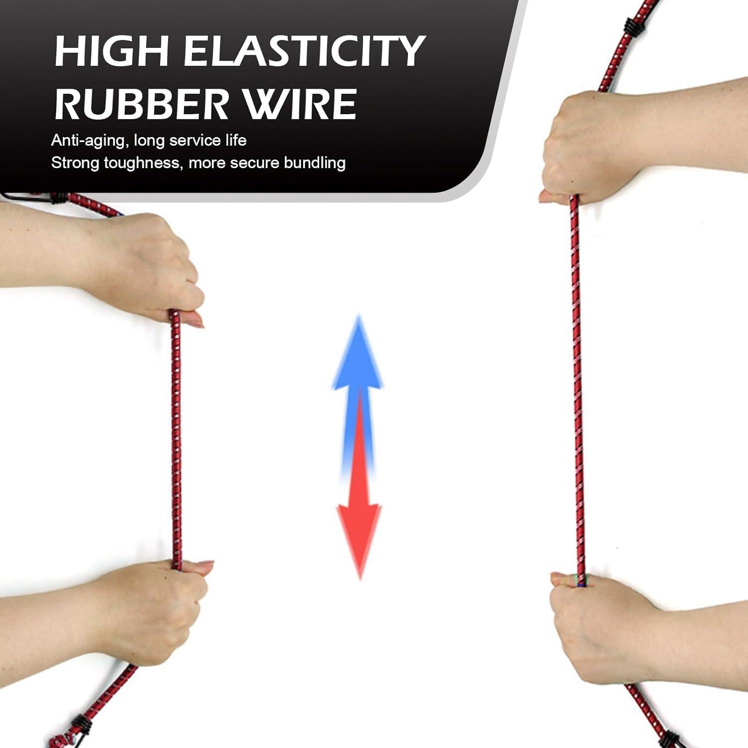 Cuerdas Bungee Elásticas Arwrilt 2 PCS 2m con Ganchos Rojo