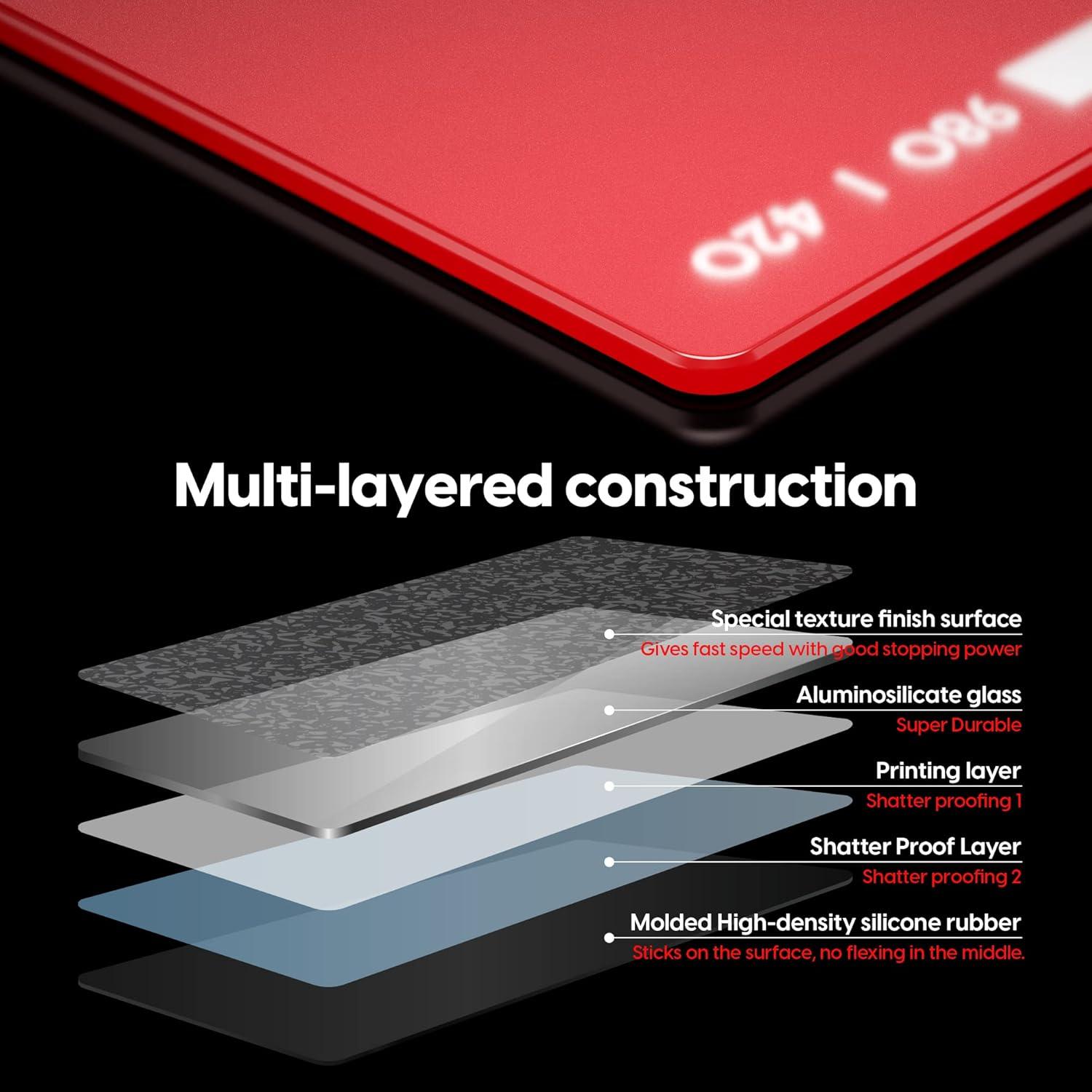 Mouse Pad de Vidrio Aluminosilicato XXL Pulsar Rojo 98x42cm