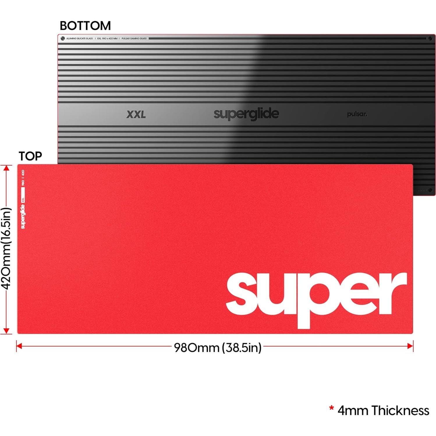 Mouse Pad de Vidrio Aluminosilicato XXL Pulsar Rojo 98x42cm