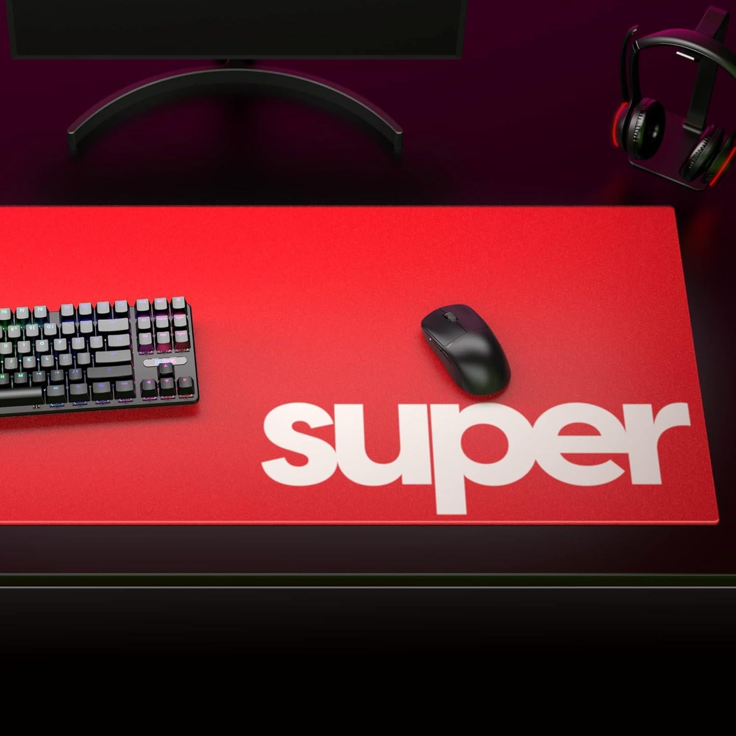 Mouse Pad de Vidrio Aluminosilicato XXL Pulsar Rojo 98x42cm