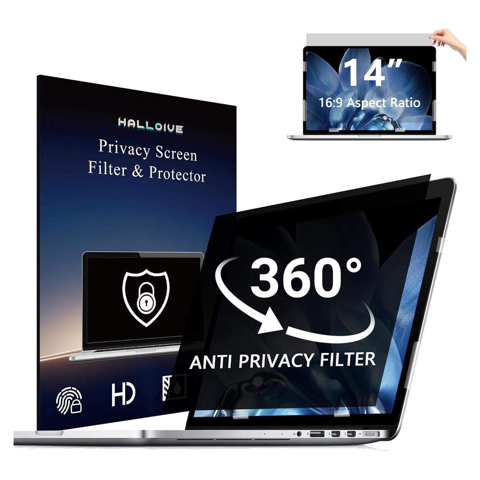 Filtro de Privacidad para Laptop 14" Halloive 360° Antirreflejo