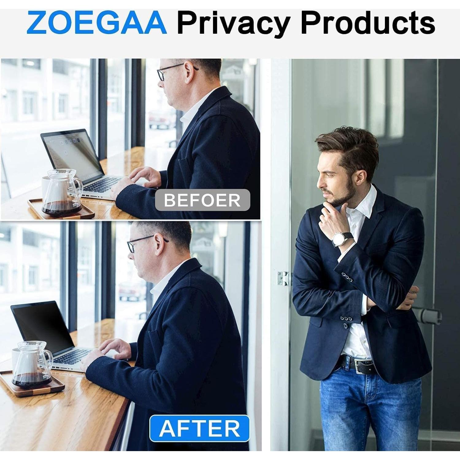 ZOEGAA 14 Inch Laptop Privacy Screen Filter, Compatible with HP Dell Acer Asus Samsung Lenovo Thinkpad, for Removable 16:9 Widescreen Display Laptop Privacy Screen 14 inch and Anti-Glare Protector