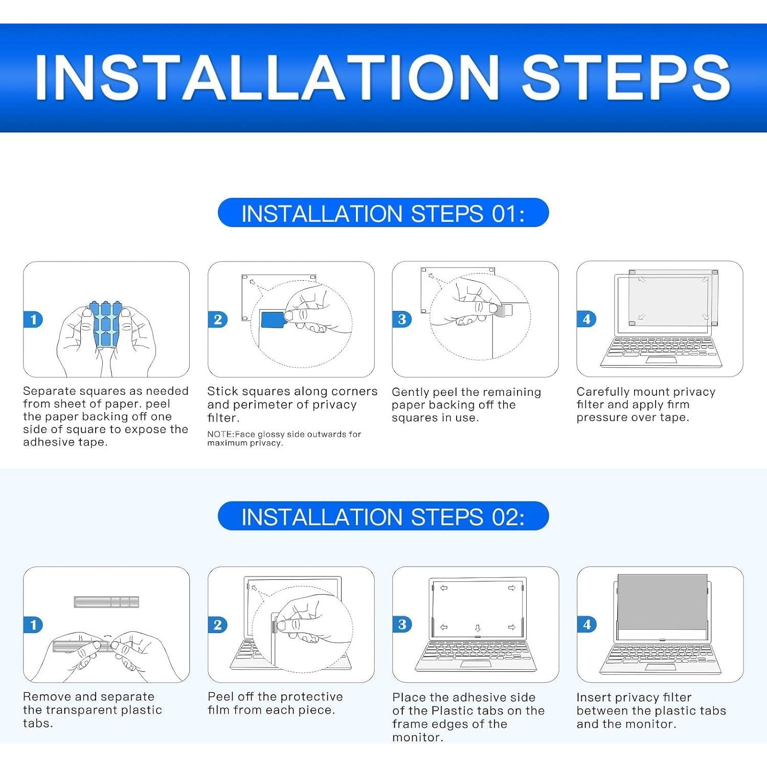 ZOEGAA 14 Inch Laptop Privacy Screen Filter, Compatible with HP Dell Acer Asus Samsung Lenovo Thinkpad, for Removable 16:9 Widescreen Display Laptop Privacy Screen 14 inch and Anti-Glare Protector