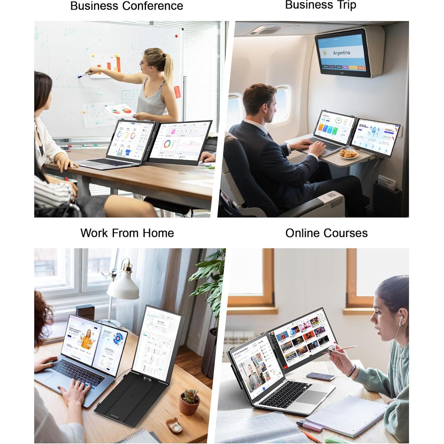 Extensor de Pantalla Doble 14" FHD 1080P Zerfis Ultra Delgado