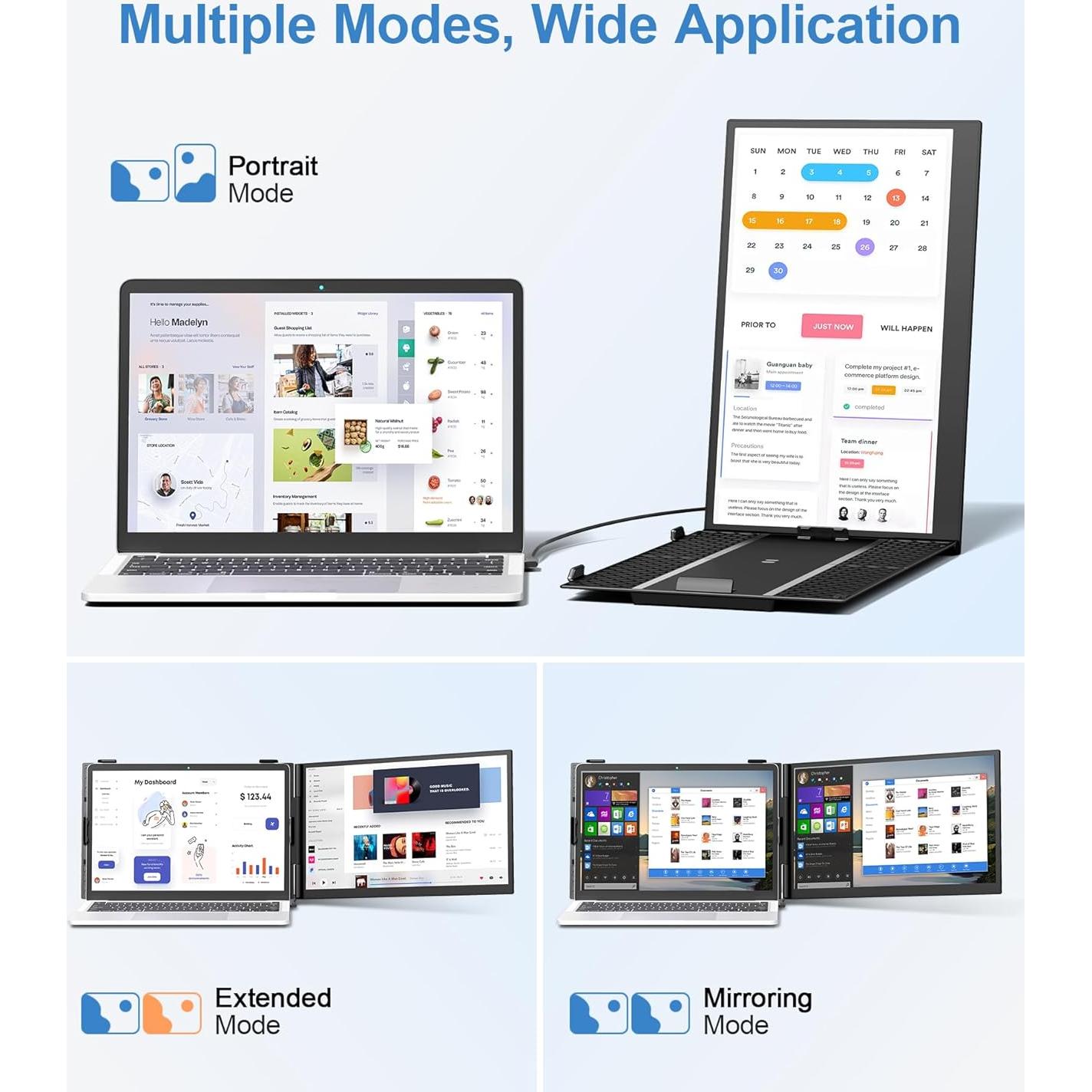 Extensor de Pantalla Doble 14" FHD 1080P Zerfis Ultra Delgado