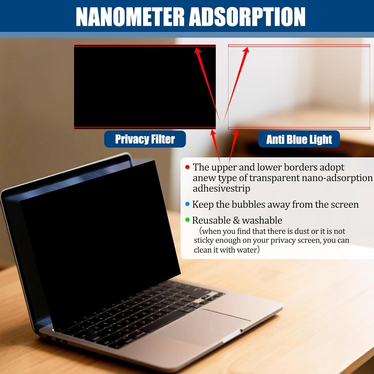 Pack 4 Pantallas de Privacidad y Anti Luz Azul 15.6" Vxaop