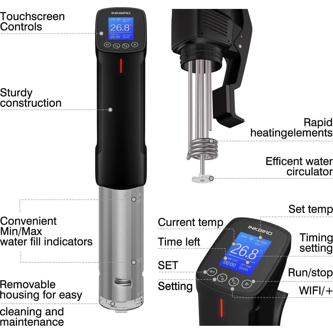 Máquina Sous Vide Inkbird ISV-100W 1000W 15L Control Wifi