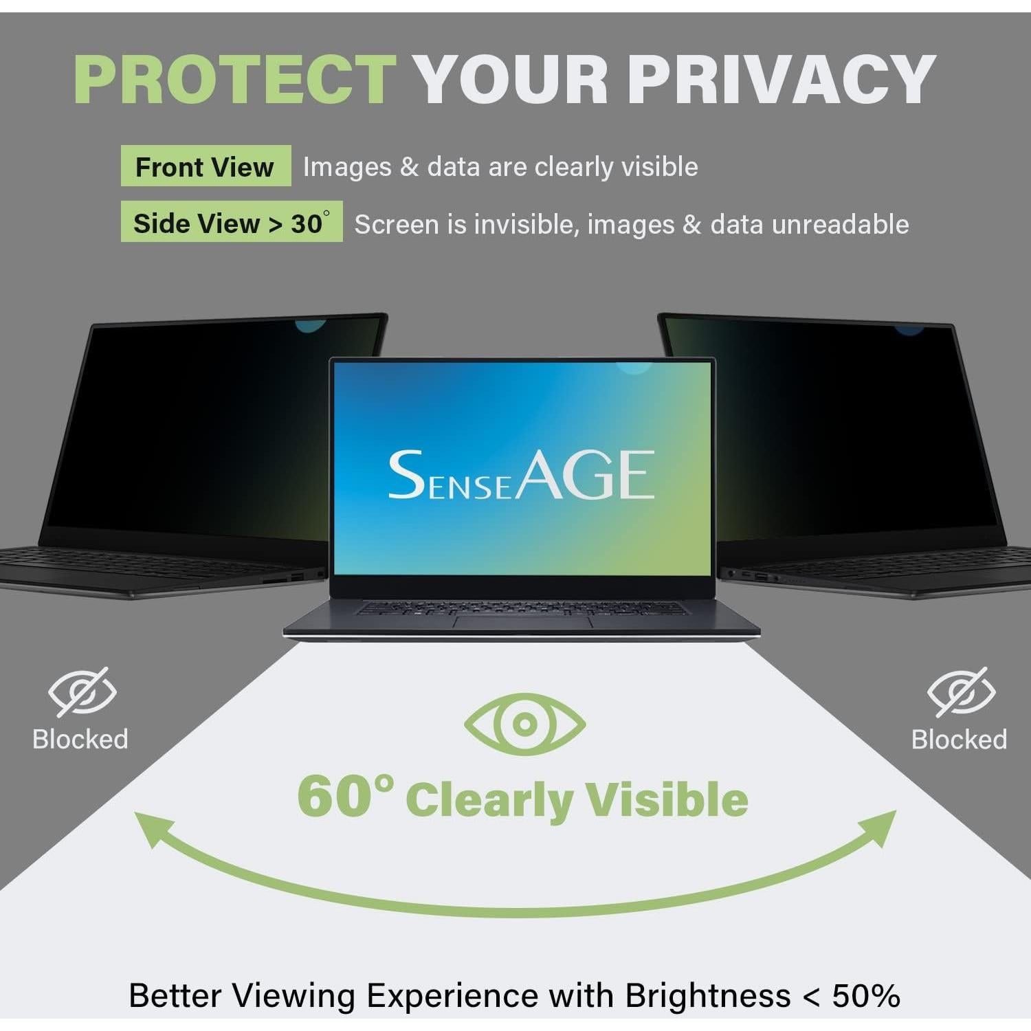 Filtro de Pantalla Privada SenseAGE 13.3" Antirreflejo y UV