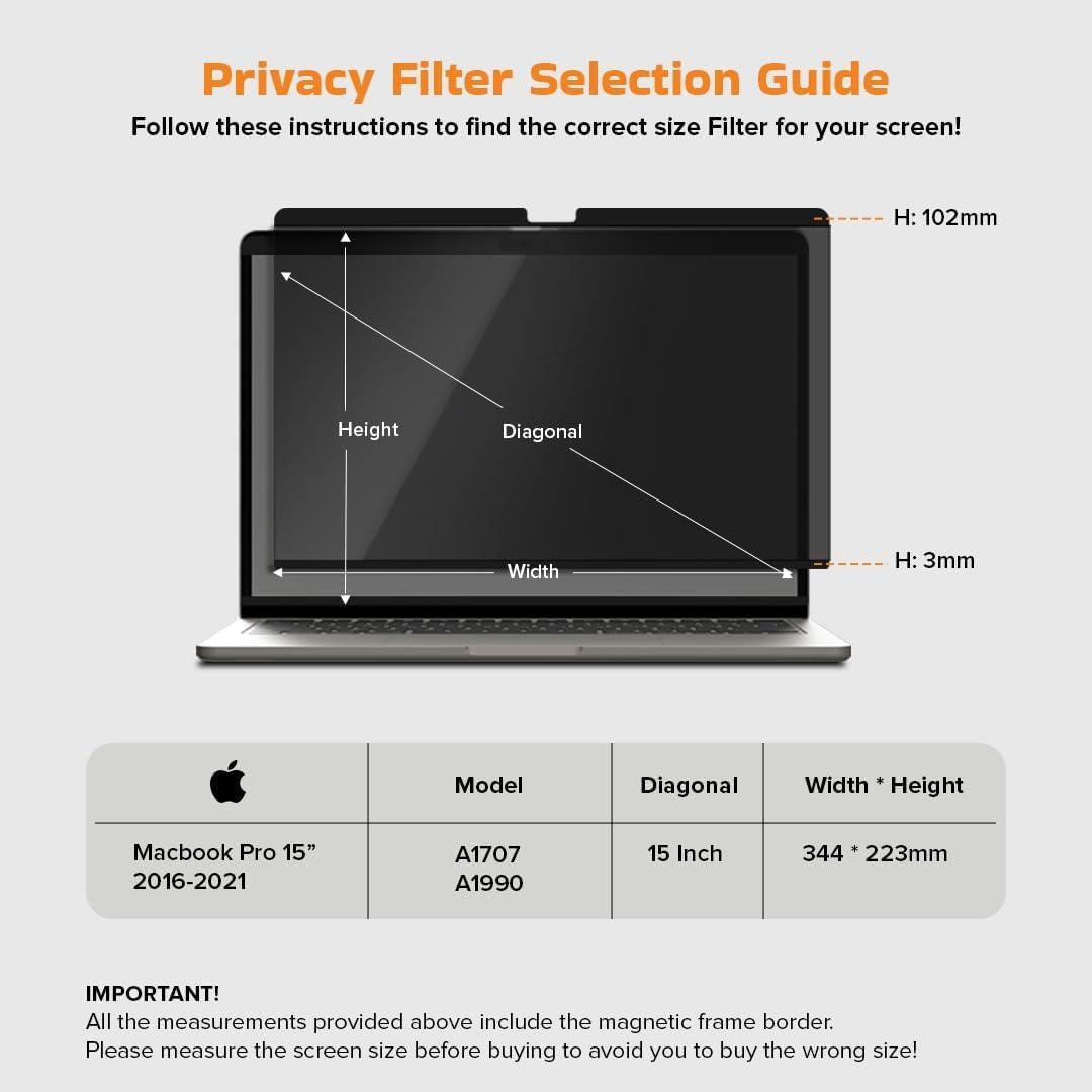 Filtro de Privacidad Magnético Tecgear 15" para MacBook Pro