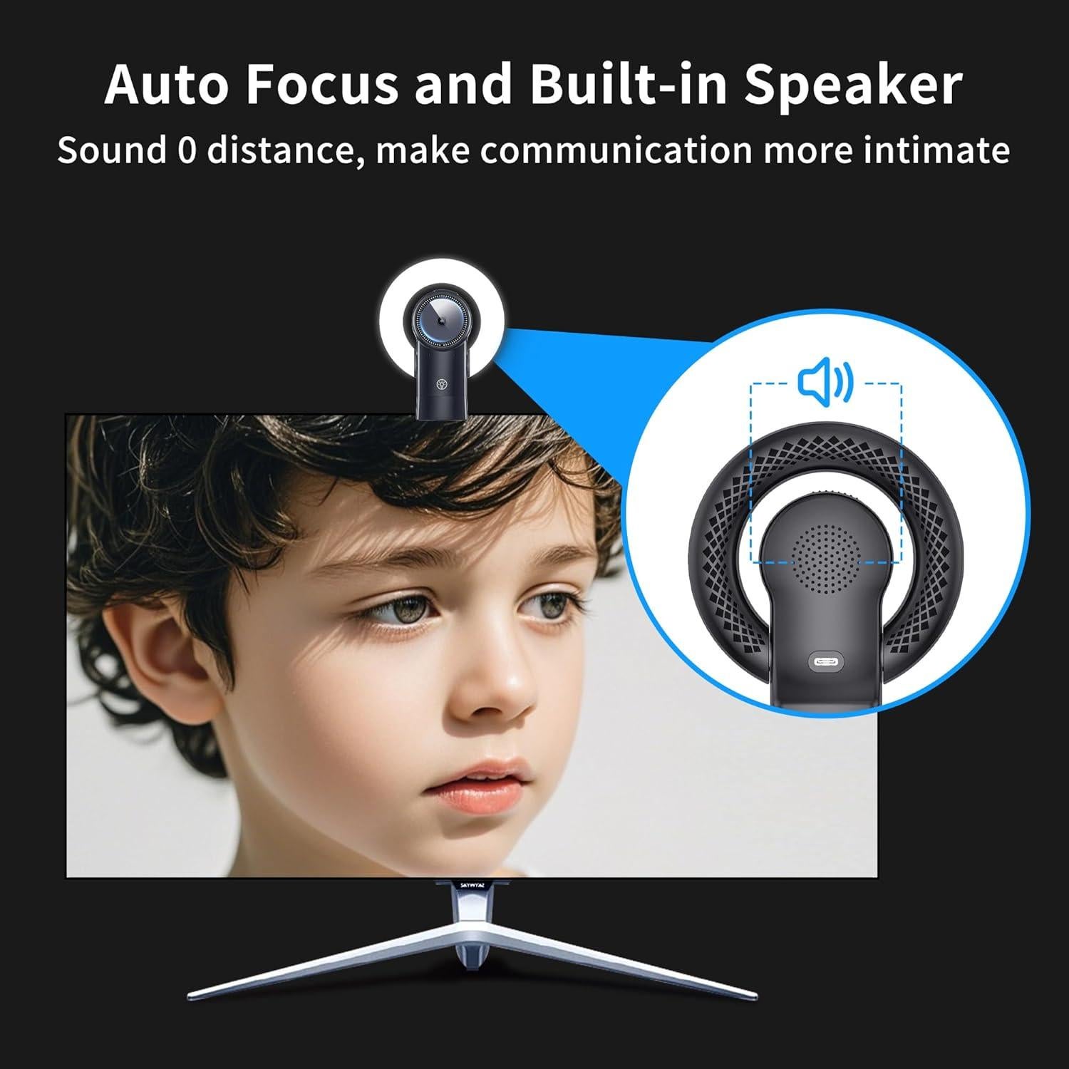 Cámara Web 4K Combess con Luz y Altavoz, Enfoque Automático