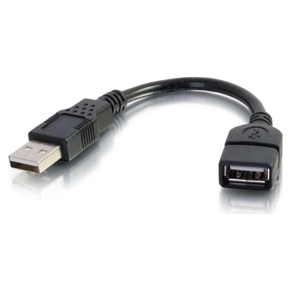 C2G Legrand USB Cable, USB A to A Cable, Short Extension USB Cable for USB Devices, 6 Inch USB Cord, Black, 1 Count, C2G 52119