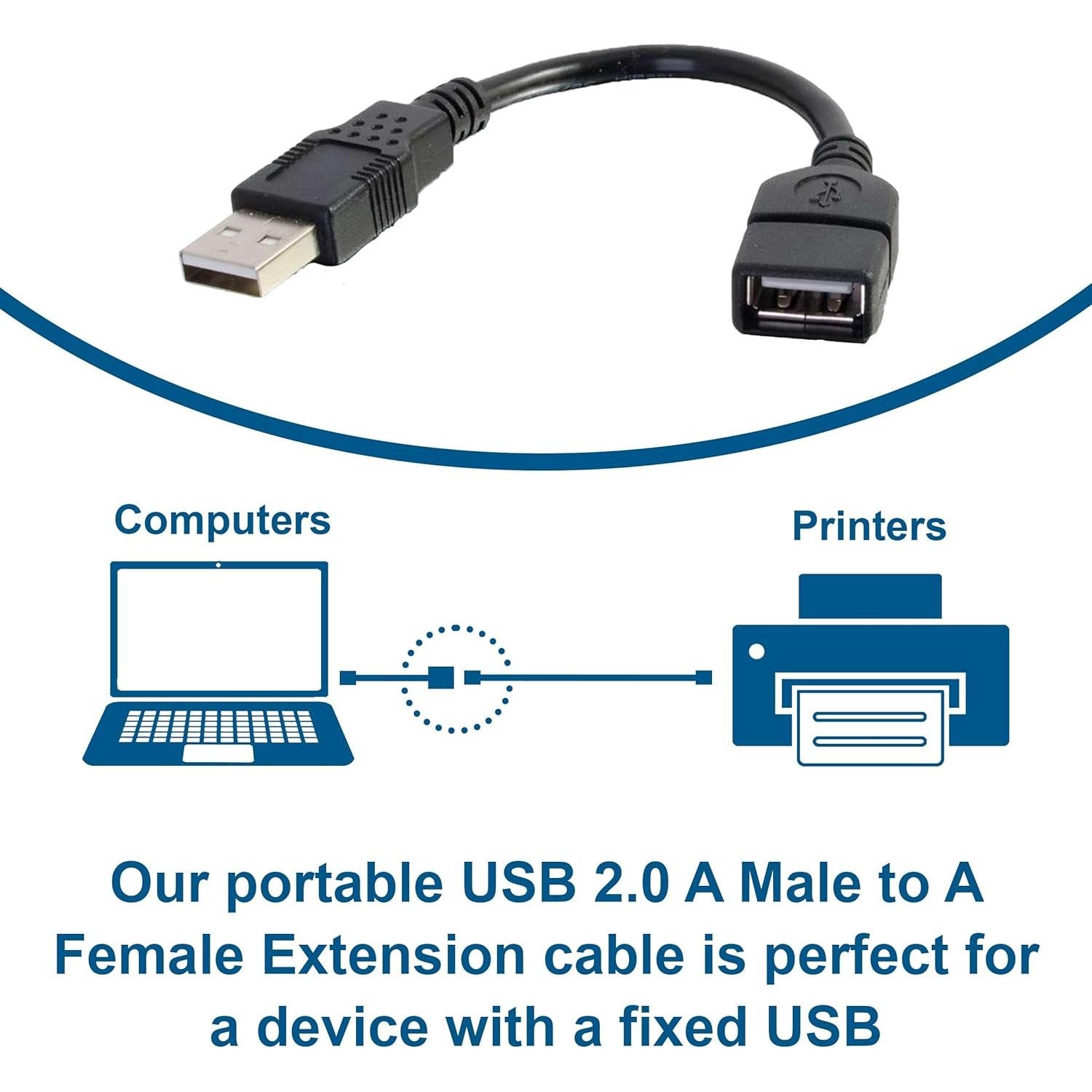C2G Legrand USB Cable, USB A to A Cable, Short Extension USB Cable for USB Devices, 6 Inch USB Cord, Black, 1 Count, C2G 52119