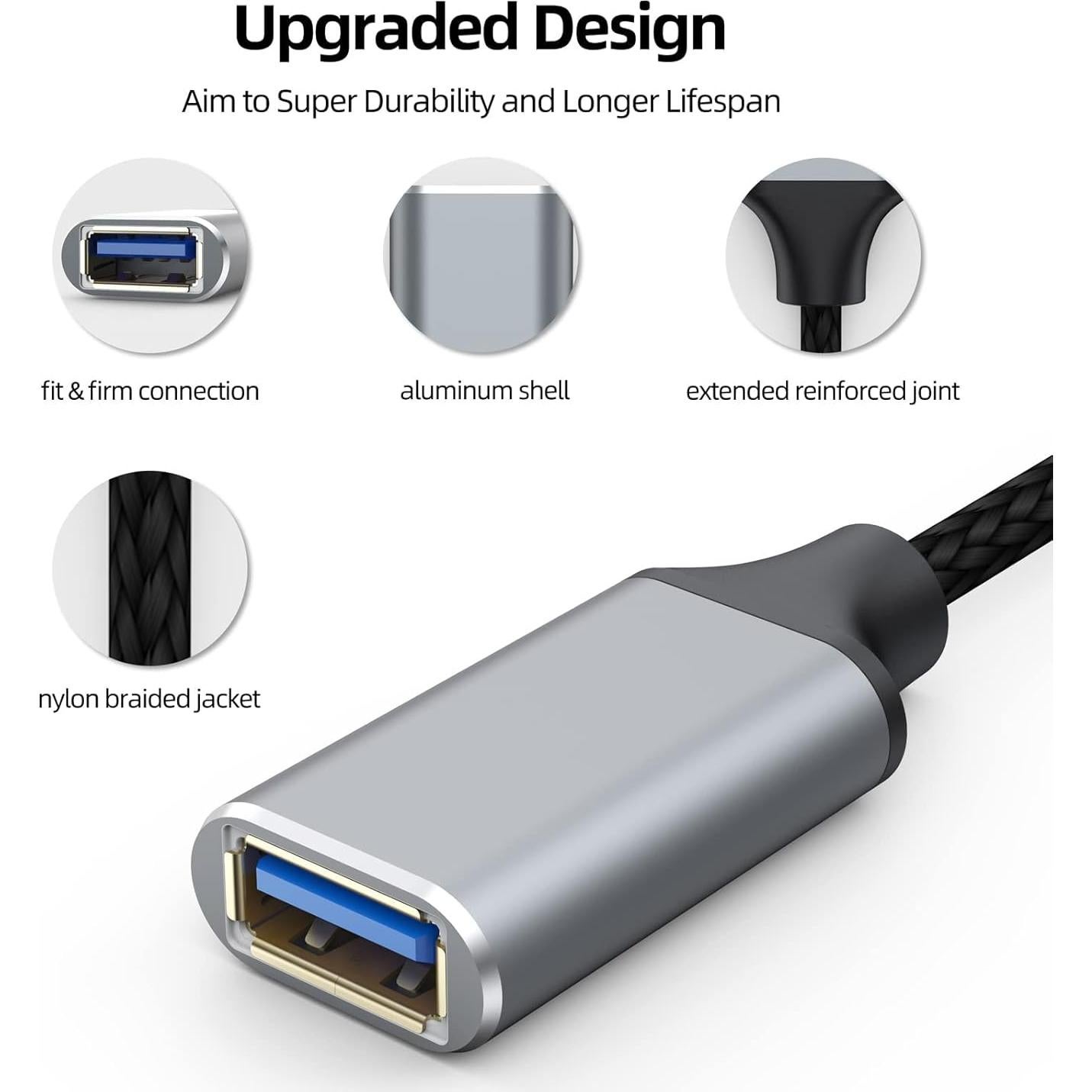 Cable de Extensión USB A 3.0 CLAVOOP 15.24 cm Macho a Hembra