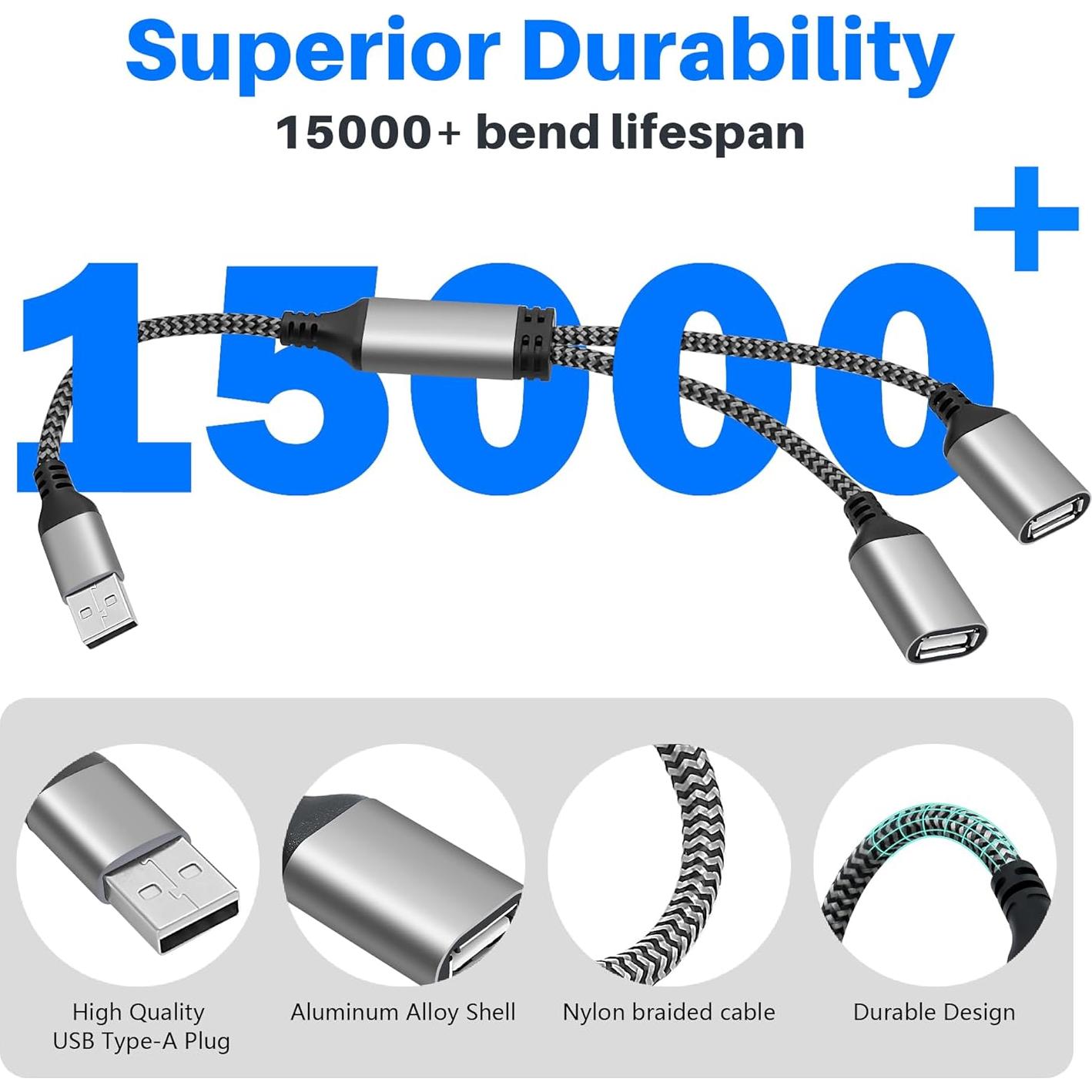 Divisor USB 1 en 2 Lamroyce 0.61m Macho a Doble Hembra