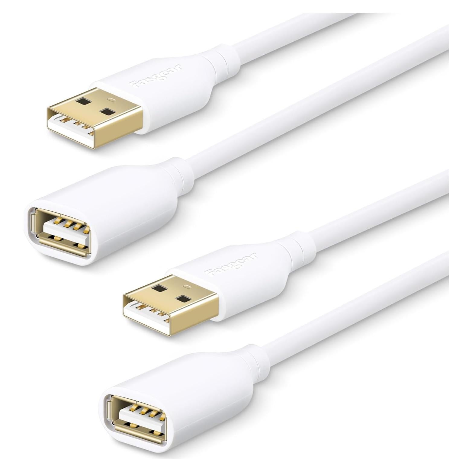 Cable de Extensión USB 2.0 Fasgear 3m Blanco - 2 Paquetes