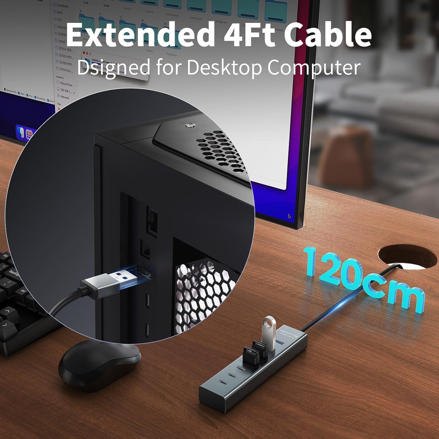 Hub USB 3.0 ABFCRTTW 7 Puertos 4 USB-A 3 USB-C 1.22m